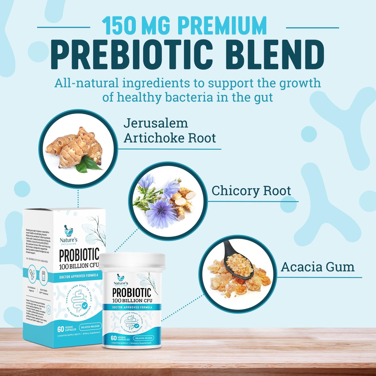 Nature's Physician Probiotics - 100 Billion CFU - 16 Strains + Prebiotics - Best Probiotic Supplement for Women & Men - Supports Immune, Digestive Health, Occasional Constipation & Gas - 60 Capsules - OzHealthStandard