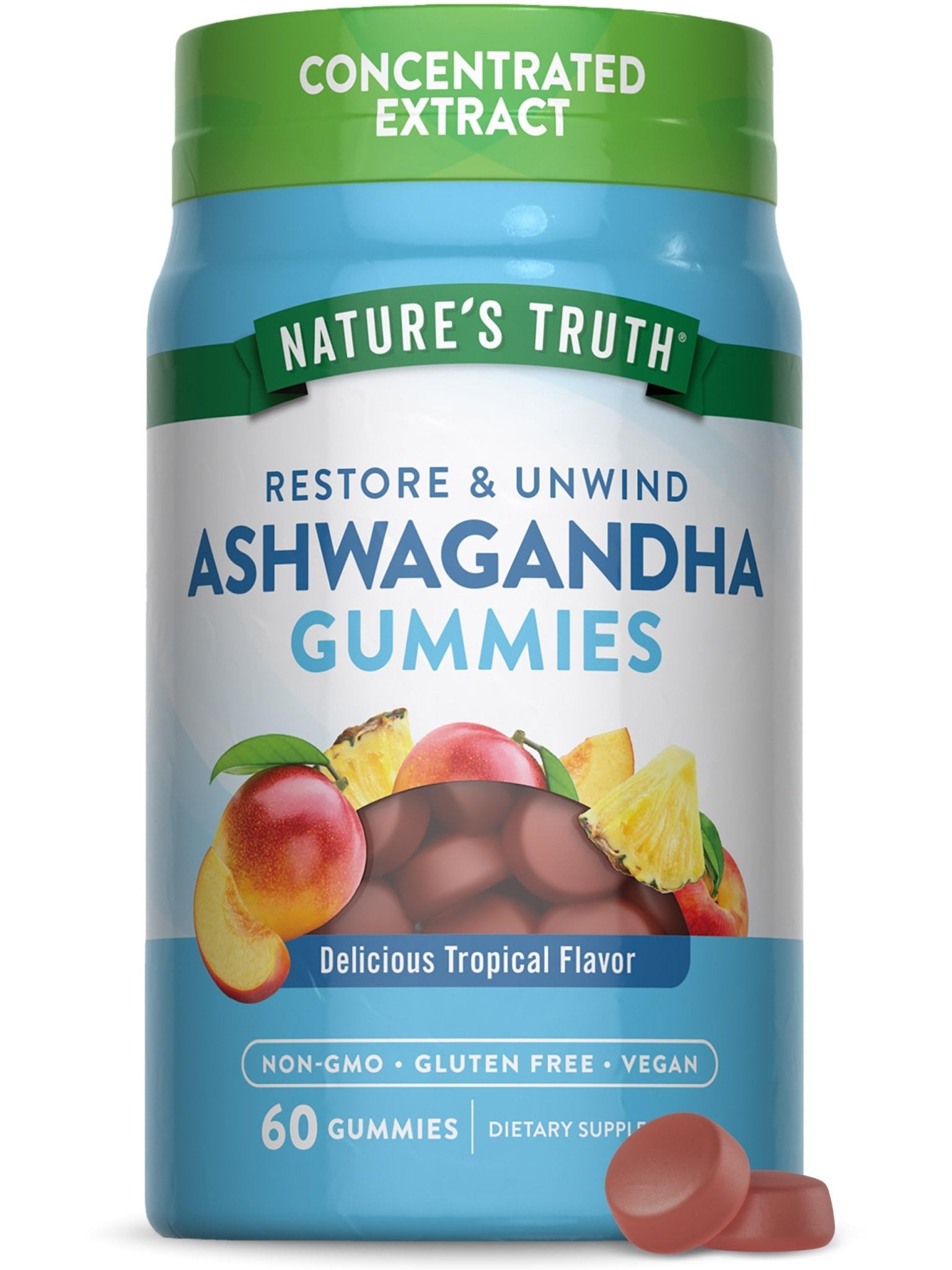 Nature's Truth Ashwagandha Gummies | 60 Count | Tropical Flavor | Vegan, Non-GMO, & Gluten Free Supplement - OzHealthStandard