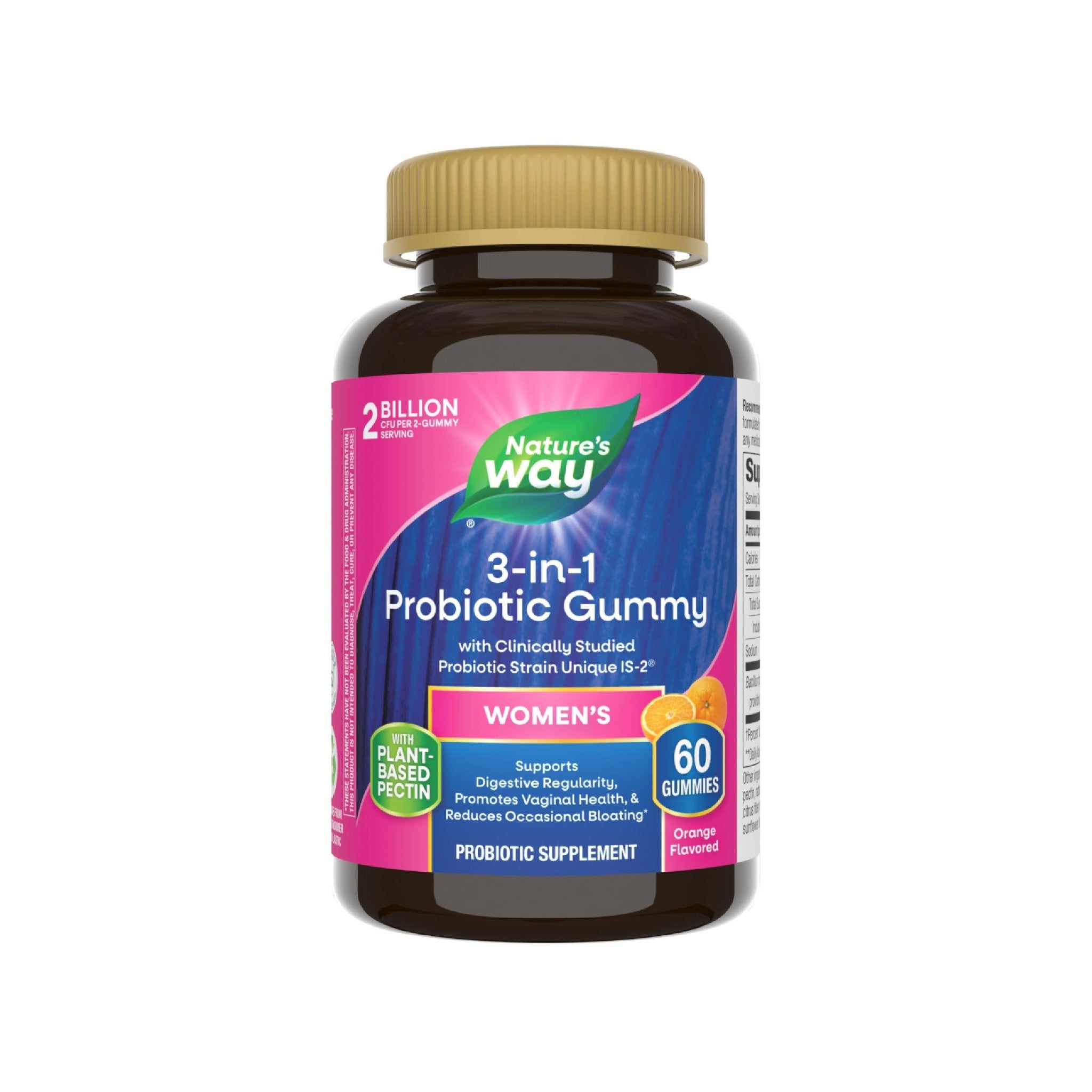 Nature’s Way 3-in-1 Women’s Probiotic Gummies, Reduces Occasional Bloating*, Supports Digestive & Vaginal Health*, Clinically Studied Probiotic Strain, Gluten Free, Orange Flavored, 60 Gummies - OzHealthStandard