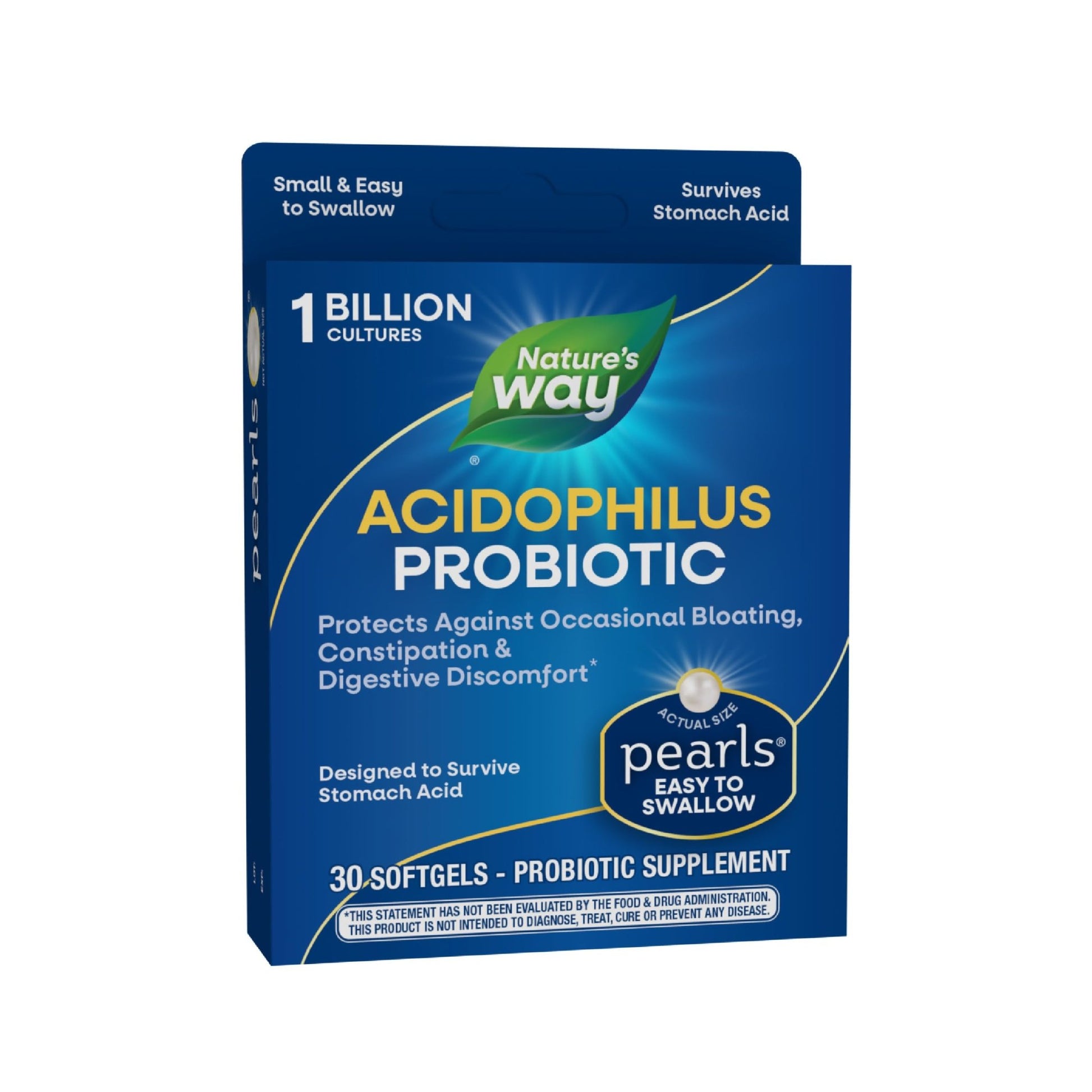 Nature's Way Acidophilus Probiotic Pearls, Supports Digestive Balance & Gut Health, Reduce Occasional Constipation and Bloating*, 1 Billion Cultures, 30 Softgels - OzHealthStandard