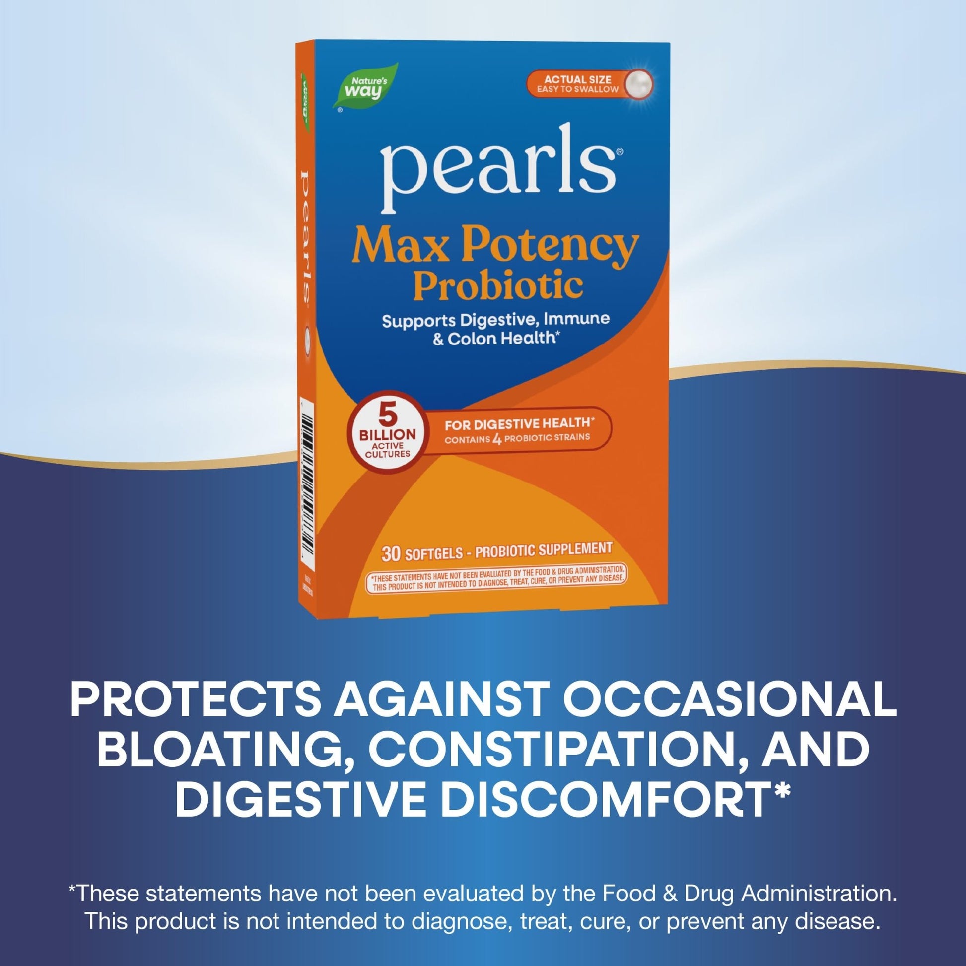 Nature's Way Pearls Max Potency Probiotic for Men and Women, Supports Digestive, Immune, Colon Health*, 5 Billion Live Cultures, No Refrigeration Required, 30 Softgels - OzHealthStandard