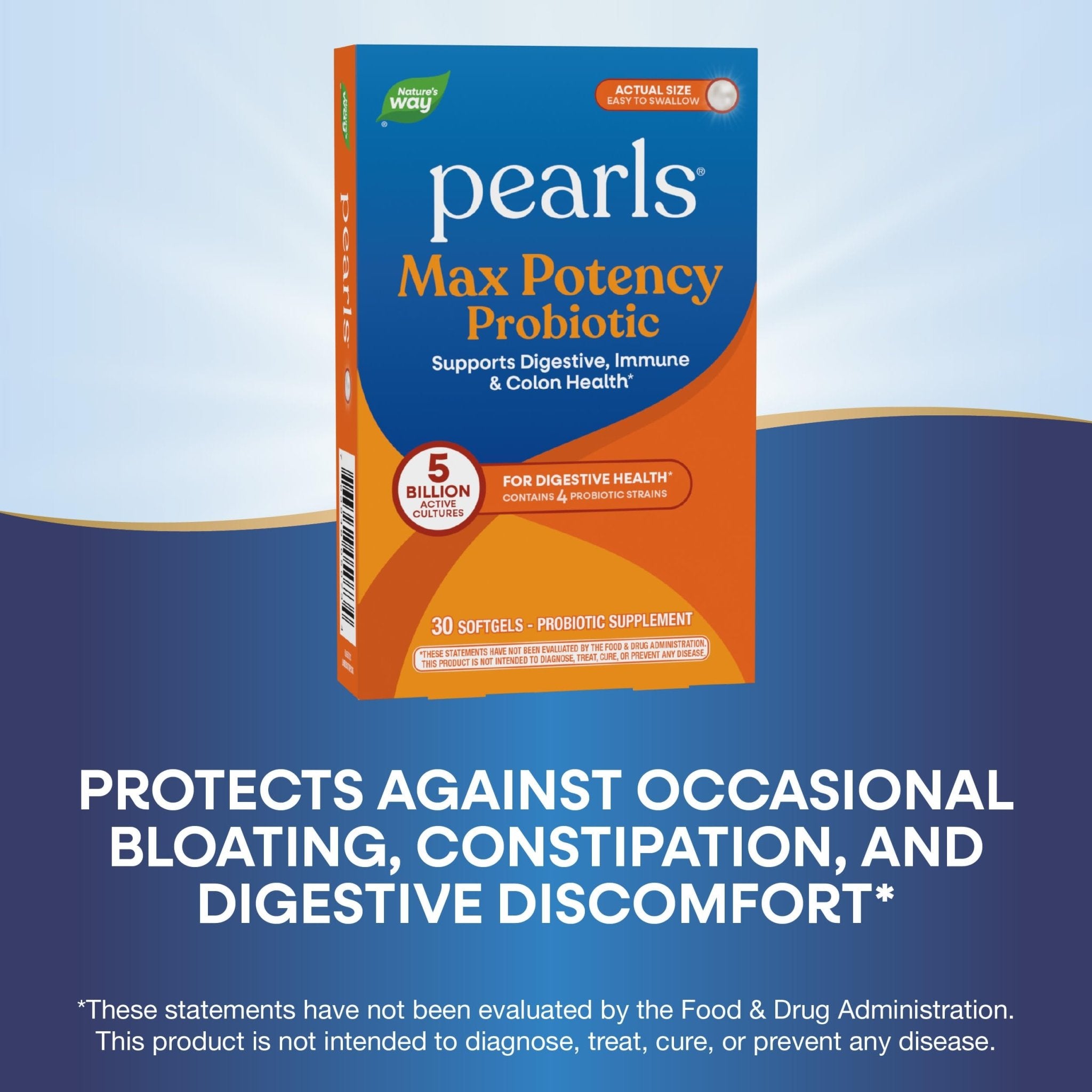 Nature's Way Pearls Max Potency Probiotic for Men and Women, Supports Digestive, Immune, Colon Health*, 5 Billion Live Cultures, No Refrigeration Required, 30 Softgels - OzHealthStandard