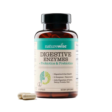 NatureWise Digestive Enzymes - Multi Enzymes with Probiotics + Prebiotics - Post Mealtime Comfort & Bloating Support + Aids Digestion and Gut Health - Soy-Free, Non-GMO - 60 Capsules[1-Month Supply] - OzHealthStandard