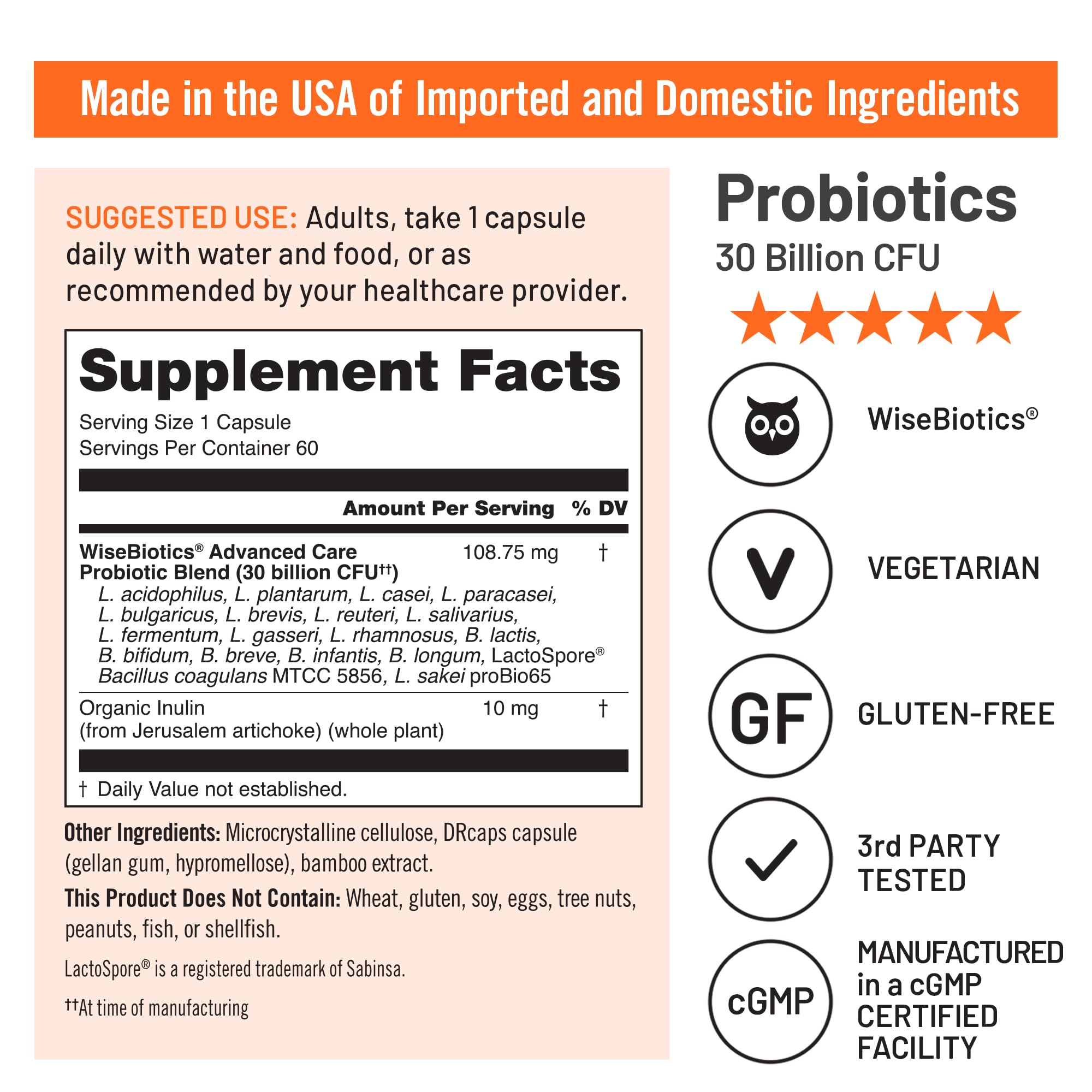 NatureWise Max Probiotics for Women & Men - 30 Billion CFU 18 Strains With Prebiotics - For Gut & Digestive Health - Delayed-Release Capsules, Gluten Free - 60 Capsules[2-Month Supply] - OzHealthStandard