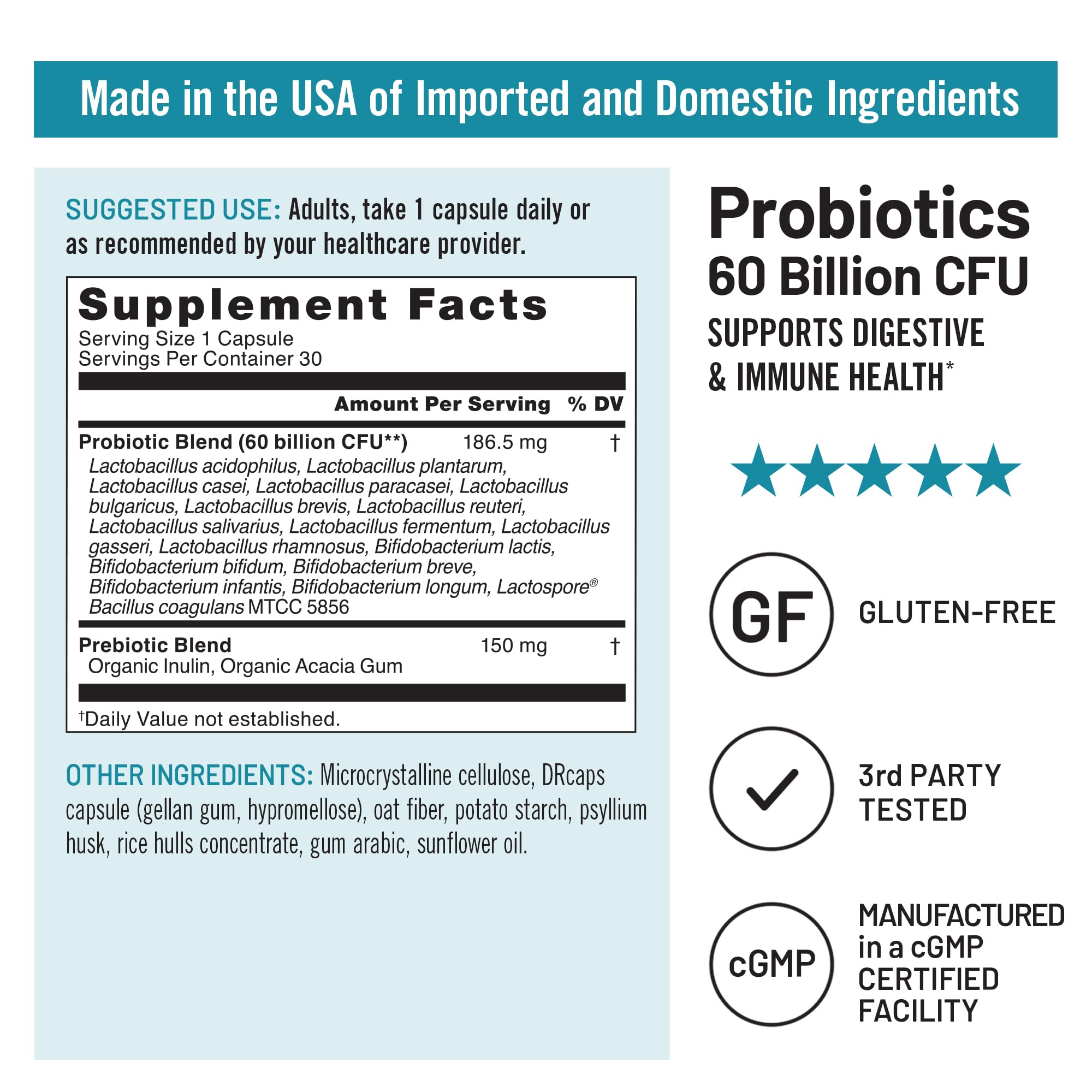 NatureWise Probiotics 60 Billion CFU - 17 Strains + Organic Prebiotics - Immune, Digestive & Gut Health Support for Women & Men - Vegetarian, Gluten-Free, Non-GMO - 30 Capsules[1-Month Supply] - OzHealthStandard
