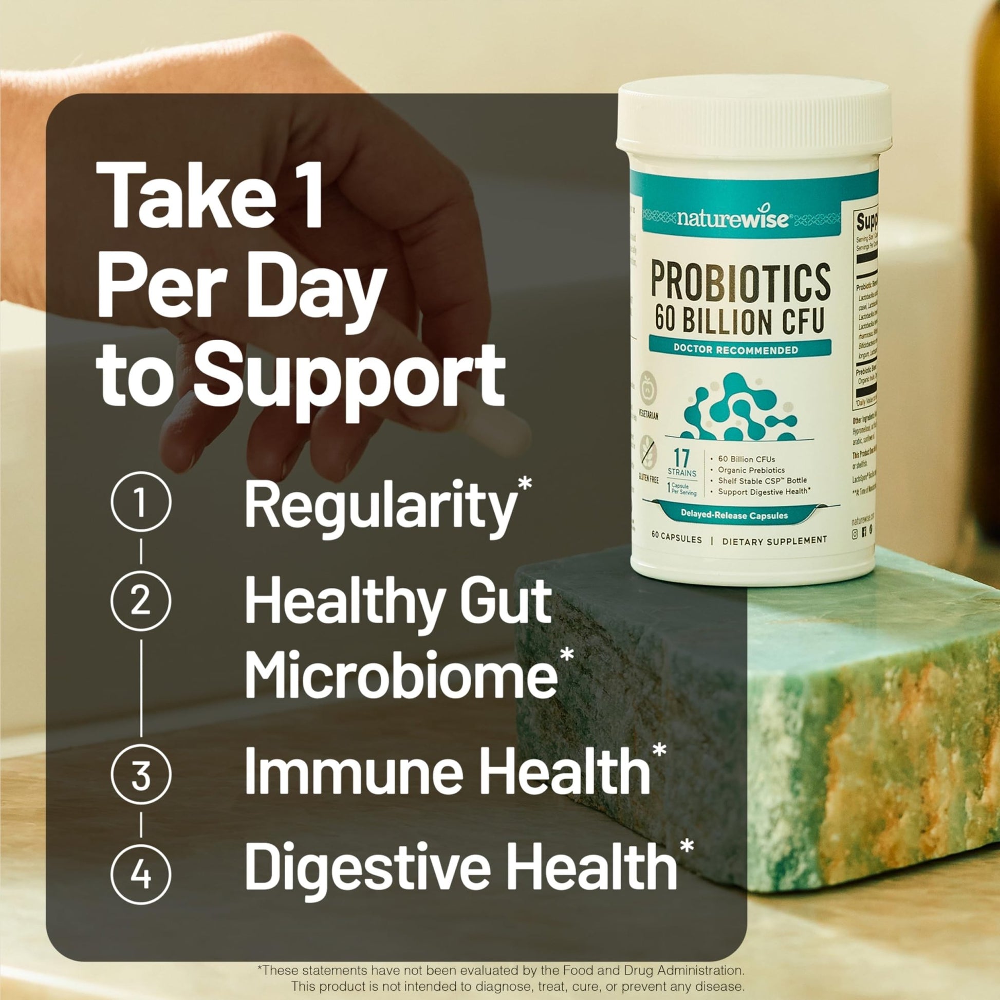 NatureWise Probiotics 60 Billion CFU - 17 Strains + Organic Prebiotics - Immune, Digestive & Gut Health Support for Women & Men - Vegetarian, Gluten-Free, Non-GMO - 30 Capsules[1-Month Supply] - OzHealthStandard