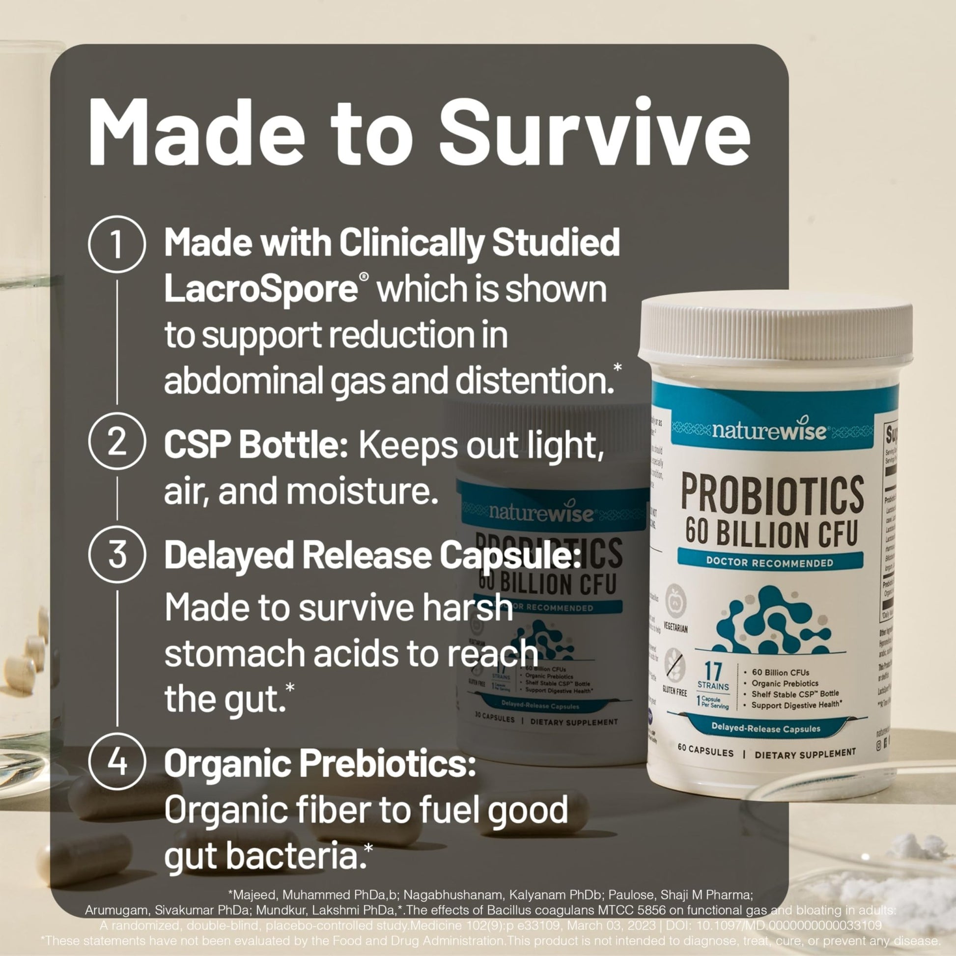 NatureWise Probiotics 60 Billion CFU - 17 Strains + Organic Prebiotics - Immune, Digestive & Gut Health Support for Women & Men - Vegetarian, Gluten-Free, Non-GMO - 30 Capsules[1-Month Supply] - OzHealthStandard