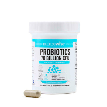 NatureWise Probiotics 70 Billion CFU - 17 Strains + Organic Prebiotics - Immune, Digestive & Gut Health Support for Women & Men - Vegetarian, Gluten-Free, Non-GMO - 30 Capsules[1-Month Supply] - OzHealthStandard