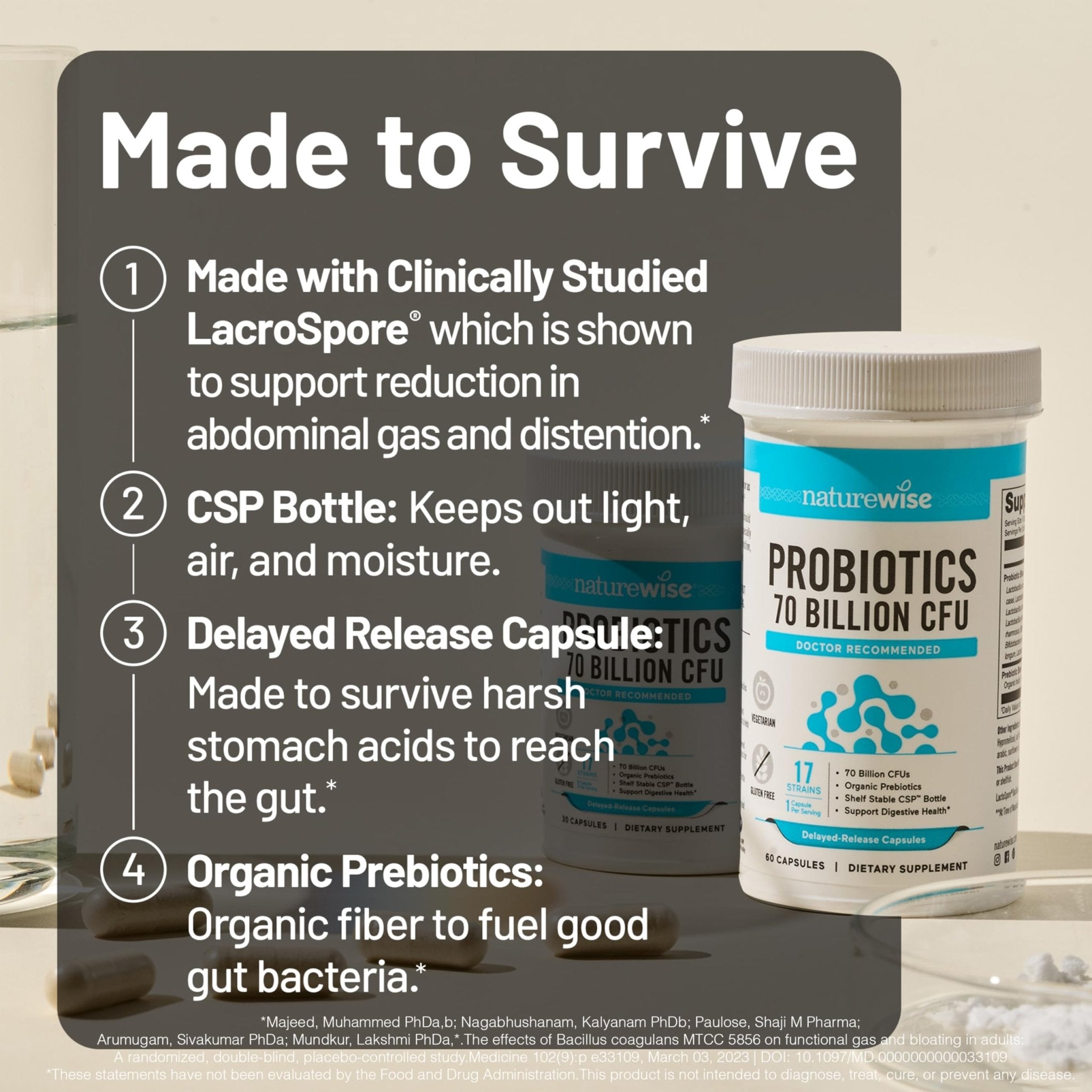 NatureWise Probiotics 70 Billion CFU - 17 Strains + Organic Prebiotics - Immune, Digestive & Gut Health Support for Women & Men - Vegetarian, Gluten-Free, Non-GMO - 30 Capsules[1-Month Supply] - OzHealthStandard