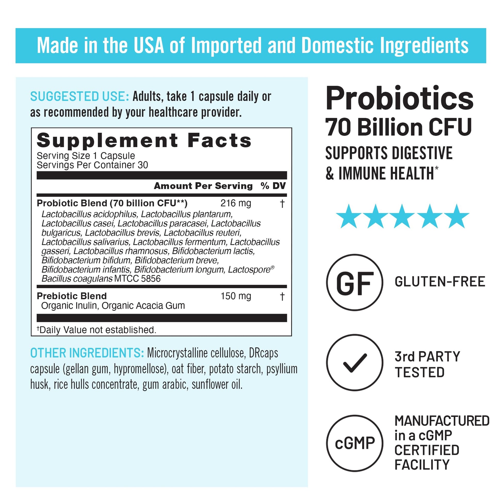 NatureWise Probiotics 70 Billion CFU - 17 Strains + Organic Prebiotics - Immune, Digestive & Gut Health Support for Women & Men - Vegetarian, Gluten-Free, Non-GMO - 30 Capsules[1-Month Supply] - OzHealthStandard