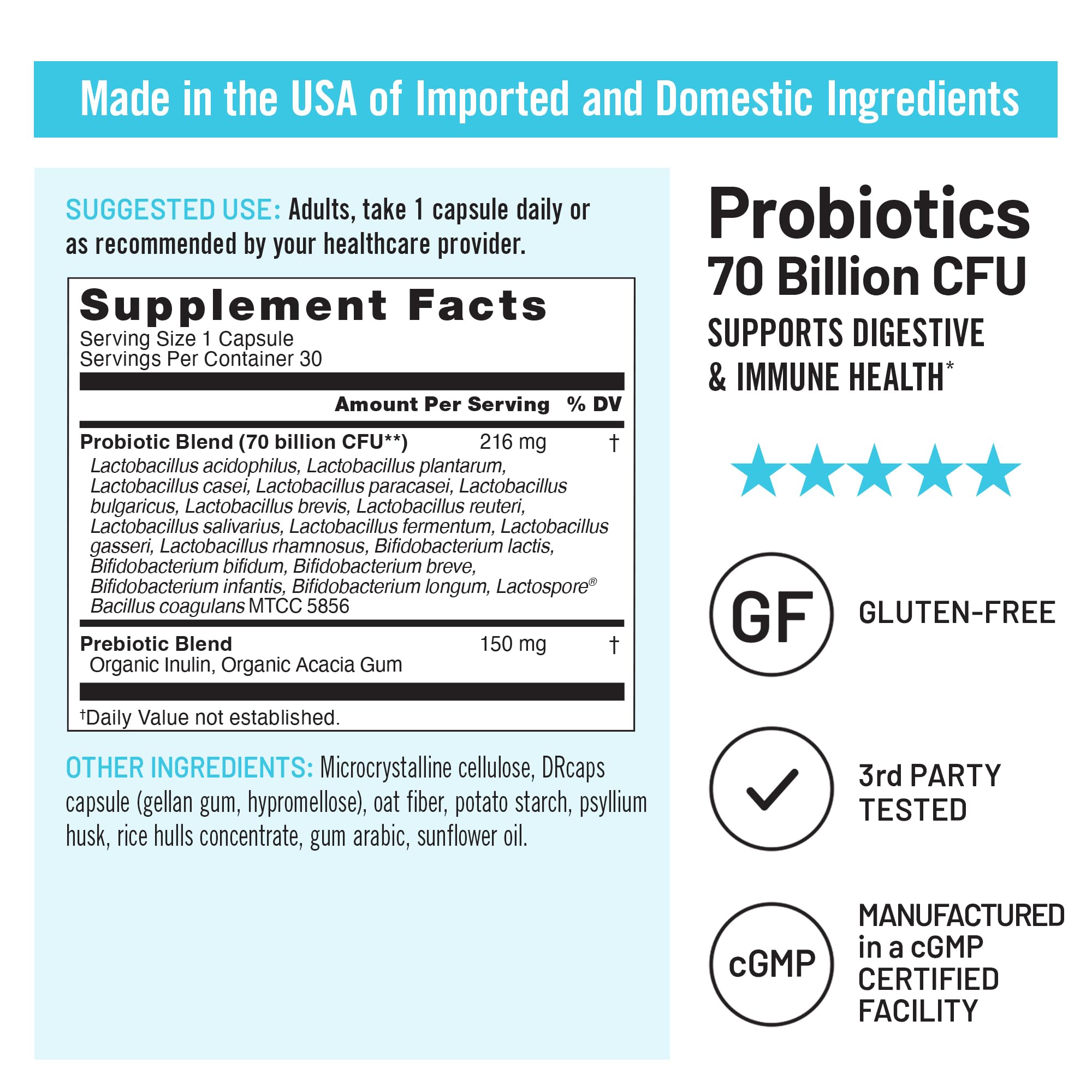 NatureWise Probiotics 70 Billion CFU - 17 Strains + Organic Prebiotics - Immune, Digestive & Gut Health Support for Women & Men - Vegetarian, Gluten-Free, Non-GMO - 30 Capsules[1-Month Supply] - OzHealthStandard