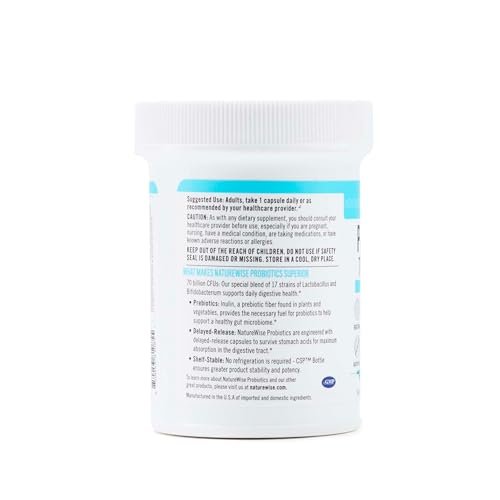 NatureWise Probiotics 70 Billion CFU - 17 Strains + Organic Prebiotics - Immune, Digestive & Gut Health Support for Women & Men - Vegetarian, Gluten-Free, Non-GMO - 30 Capsules[1-Month Supply] - OzHealthStandard