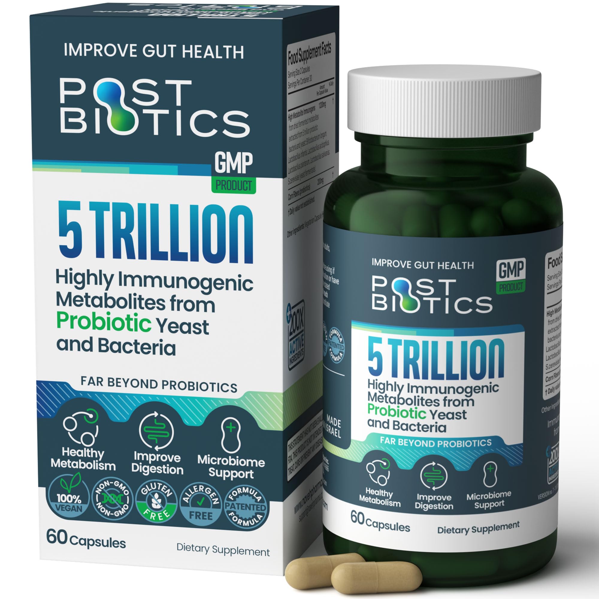 NAVEH PHARMA Adult Postbiotics Capsules for Women and Men | Postbiotics for Gut Health with 200X Ingredients Than Probiotic and Prebiotic | Supports Immunity, Digestion, Microbiome & Metabolism - OzHealthStandard