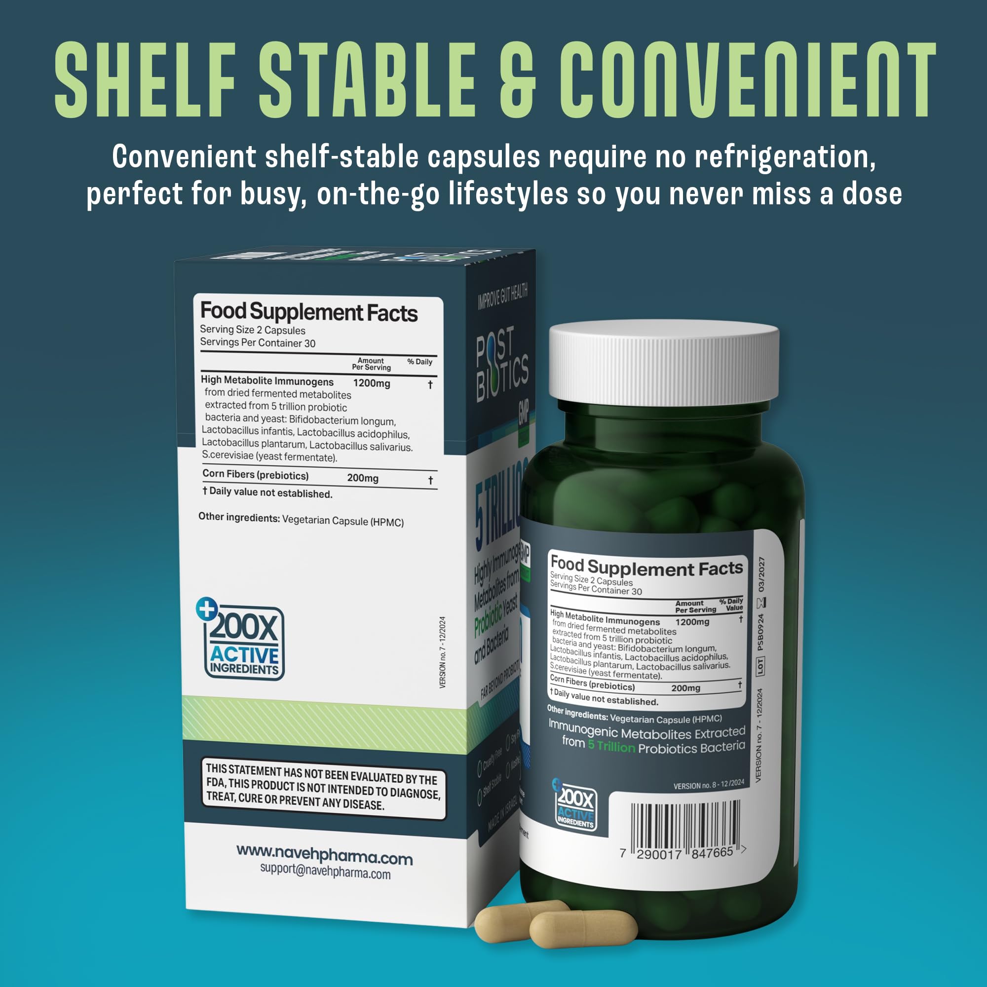 NAVEH PHARMA Adult Postbiotics Capsules for Women and Men | Postbiotics for Gut Health with 200X Ingredients Than Probiotic and Prebiotic | Supports Immunity, Digestion, Microbiome & Metabolism - OzHealthStandard
