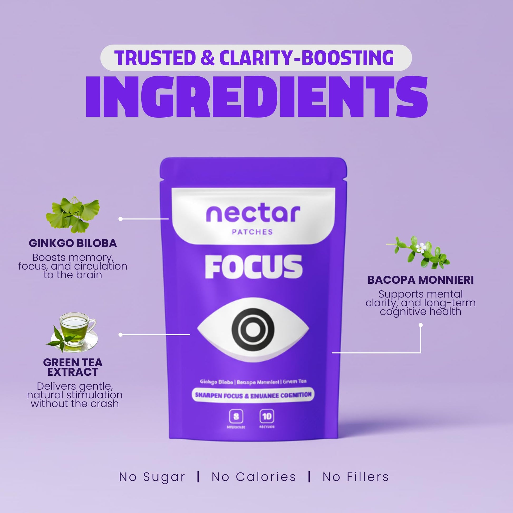 Nectar Focus Patches | Natural Cognitive Support with Ginkgo Biloba, Bacopa & Magnesium for Memory – Mental Clarity Neuro Patches for Work, Study – Clean Plant-Based Nootropic Alternative | 30 Count - OzHealthStandard