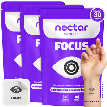 Nectar Focus Patches | Natural Cognitive Support with Ginkgo Biloba, Bacopa & Magnesium for Memory – Mental Clarity Neuro Patches for Work, Study – Clean Plant-Based Nootropic Alternative | 30 Count - OzHealthStandard