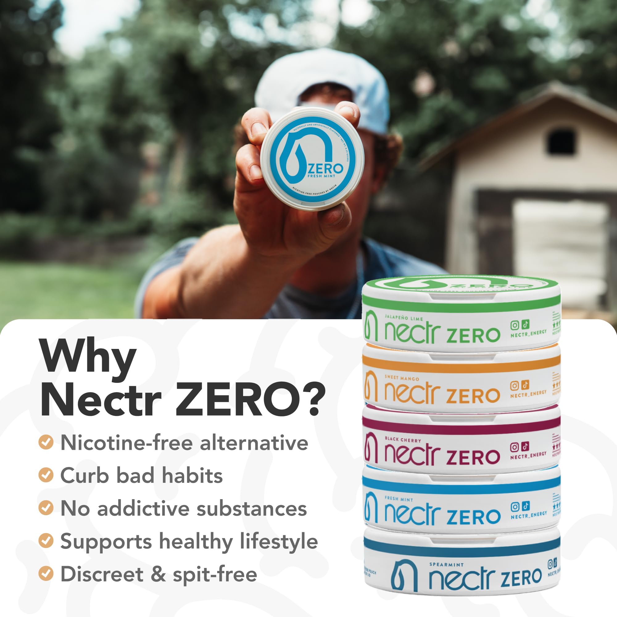 Nectr Energy Zero Pouches - No Caffeine, No Sugar, Zero Calories Mini Pouches for Oral Fixation and Stress Relief - 4 Pucks of 20 - Sweet Mango Flavor - OzHealthStandard