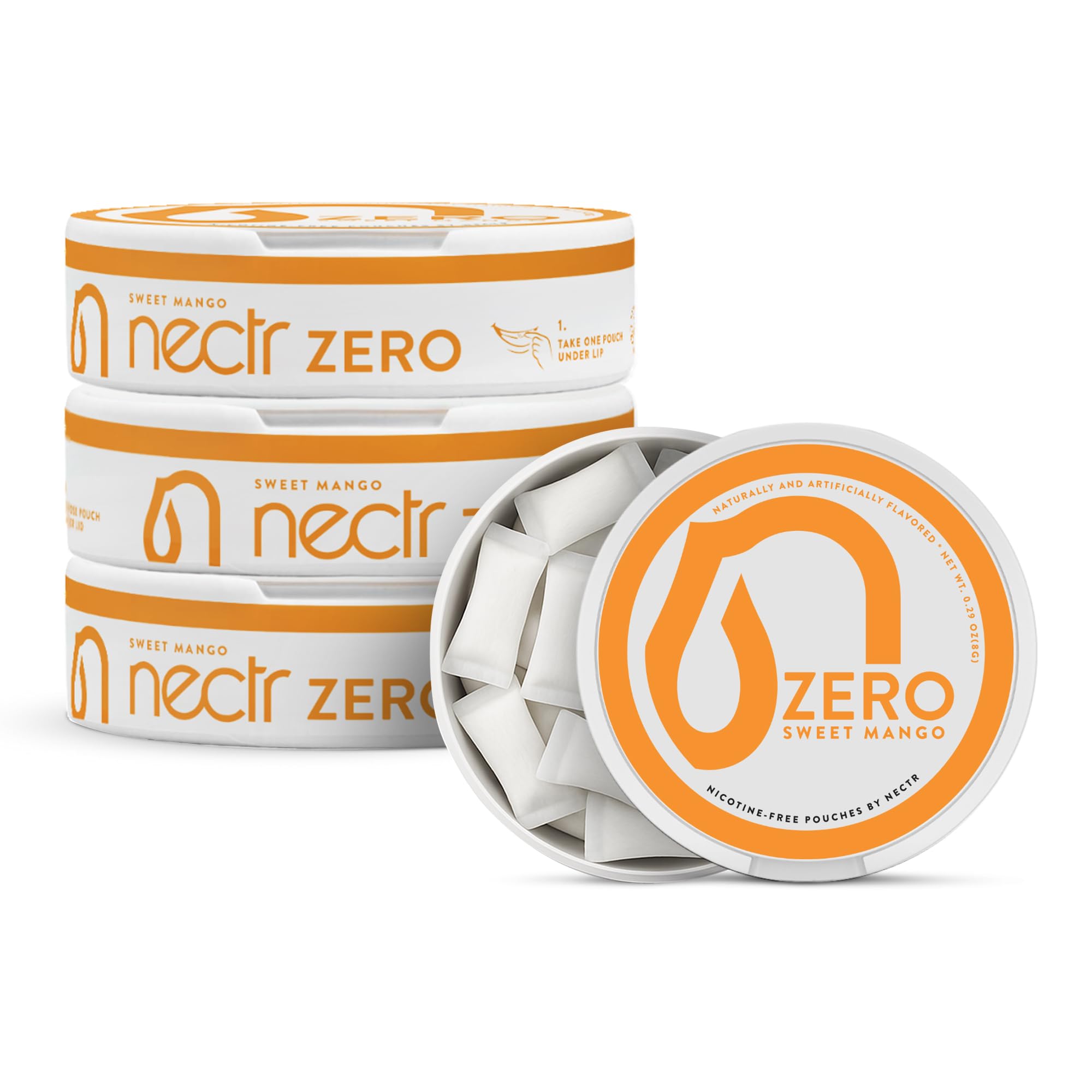 Nectr Energy Zero Pouches - No Caffeine, No Sugar, Zero Calories Mini Pouches for Oral Fixation and Stress Relief - 4 Pucks of 20 - Sweet Mango Flavor - OzHealthStandard
