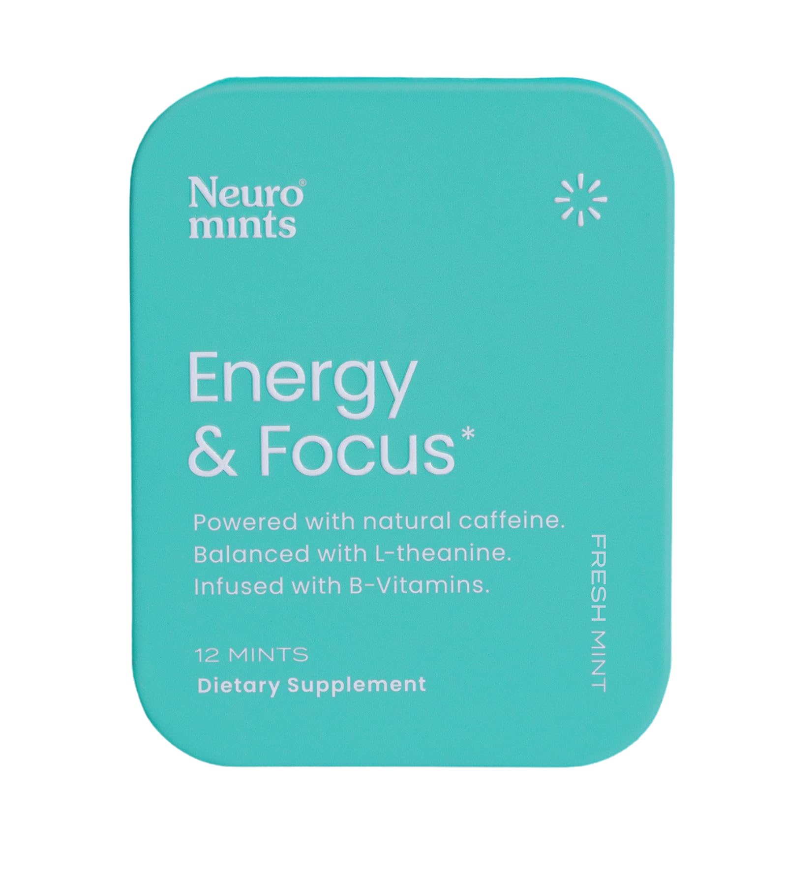 Neuro Energy & Focus Mints - Sugar Free Breath Mints with 40mg Natural Caffeine, B Vitamins & L-Theanine - Vegan Brain Supplement for Exercise, Study & Daily Focus - Peppermint, 12 ct - OzHealthStandard