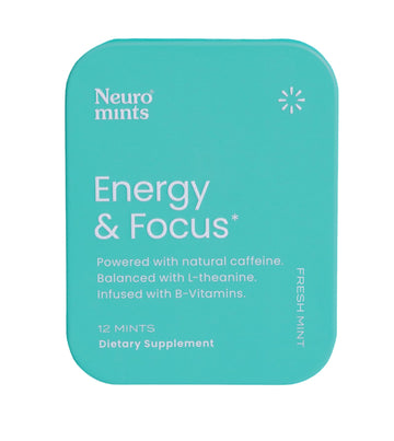 Neuro Energy & Focus Mints - Sugar Free Breath Mints with 40mg Natural Caffeine, B Vitamins & L-Theanine - Vegan Brain Supplement for Exercise, Study & Daily Focus - Peppermint, 12 ct - OzHealthStandard
