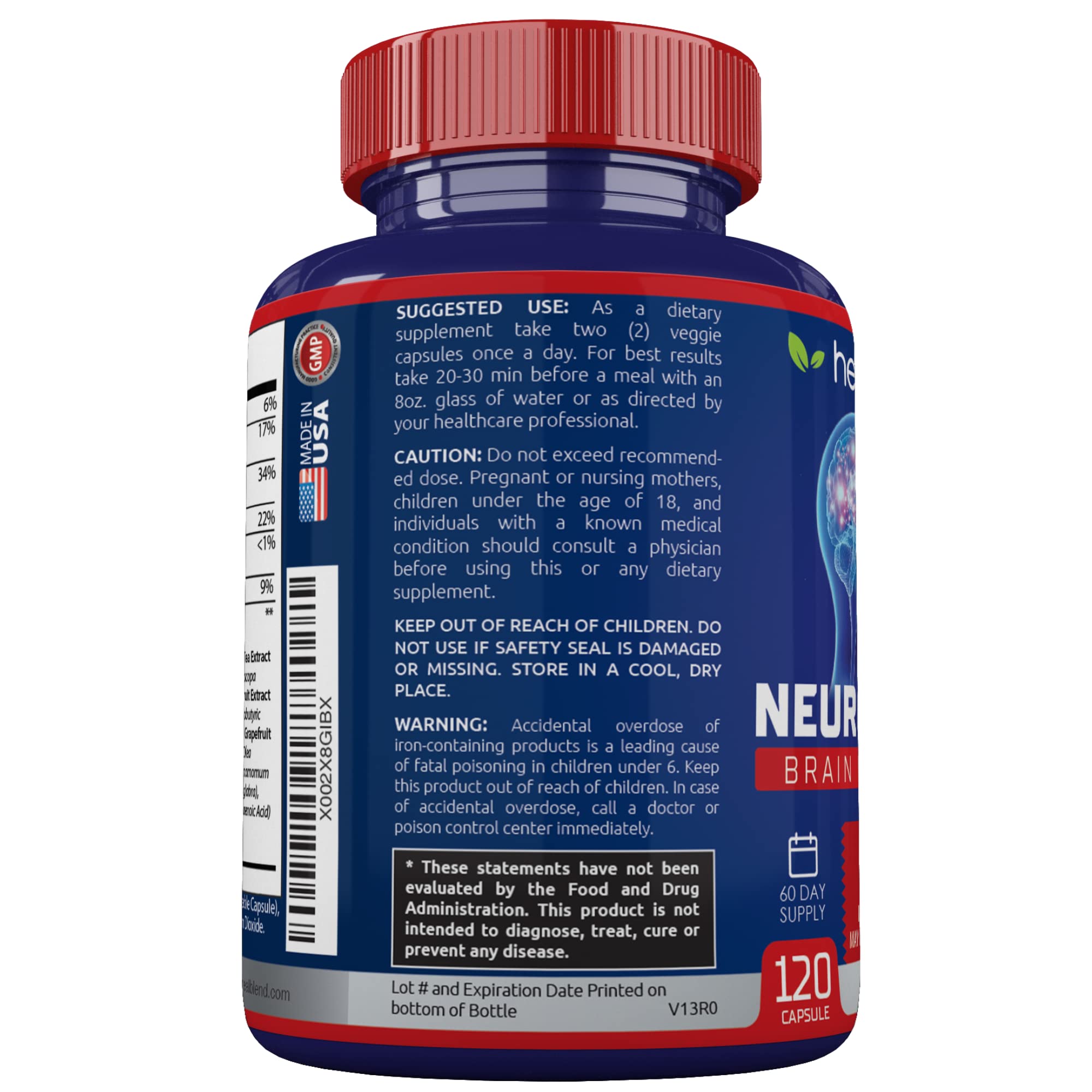 Neuro Plus Brain & Focus Formula - Nootropic Brain Booster Supplement, Supports Brain Health, Mental Clarity & Focus - Enhances Concentration & Mental Energy – 120 Capsules (1) - OzHealthStandard