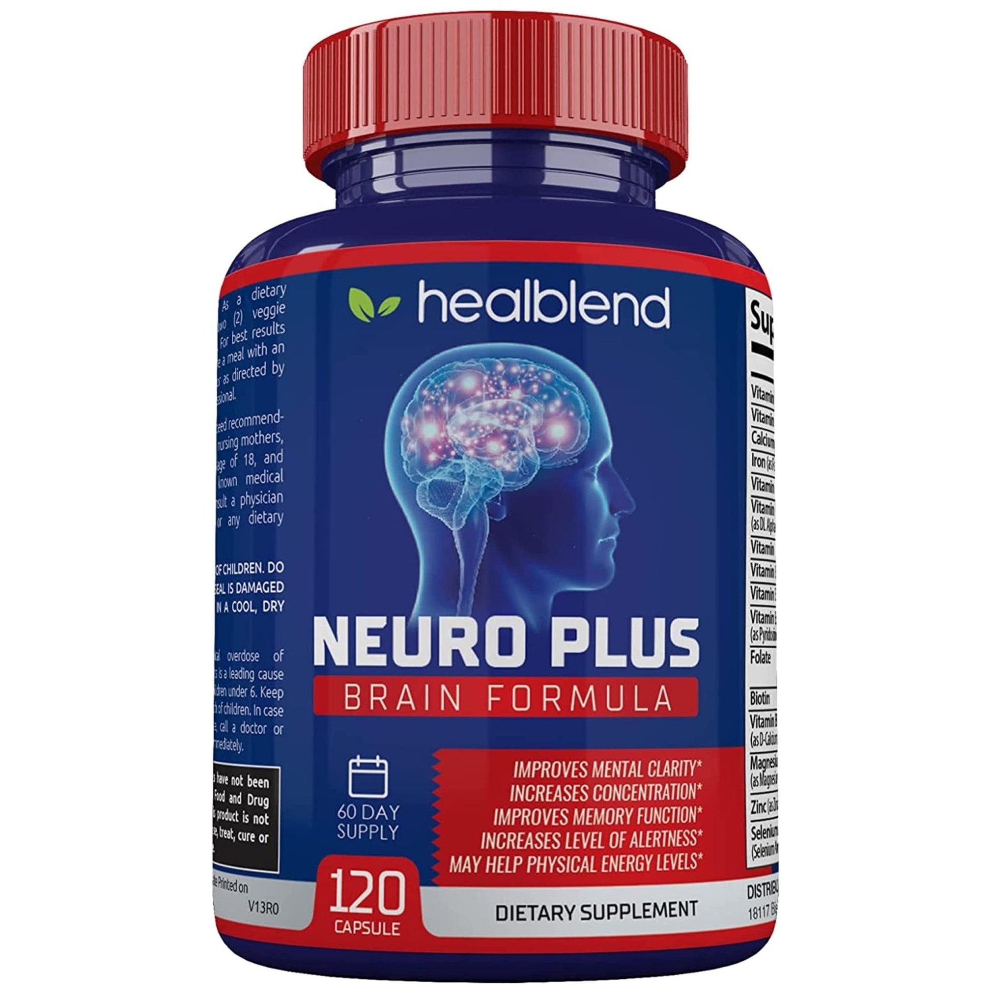 Neuro Plus Brain & Focus Formula - Nootropic Brain Booster Supplement, Supports Brain Health, Mental Clarity & Focus - Enhances Concentration & Mental Energy – 120 Capsules (1) - OzHealthStandard