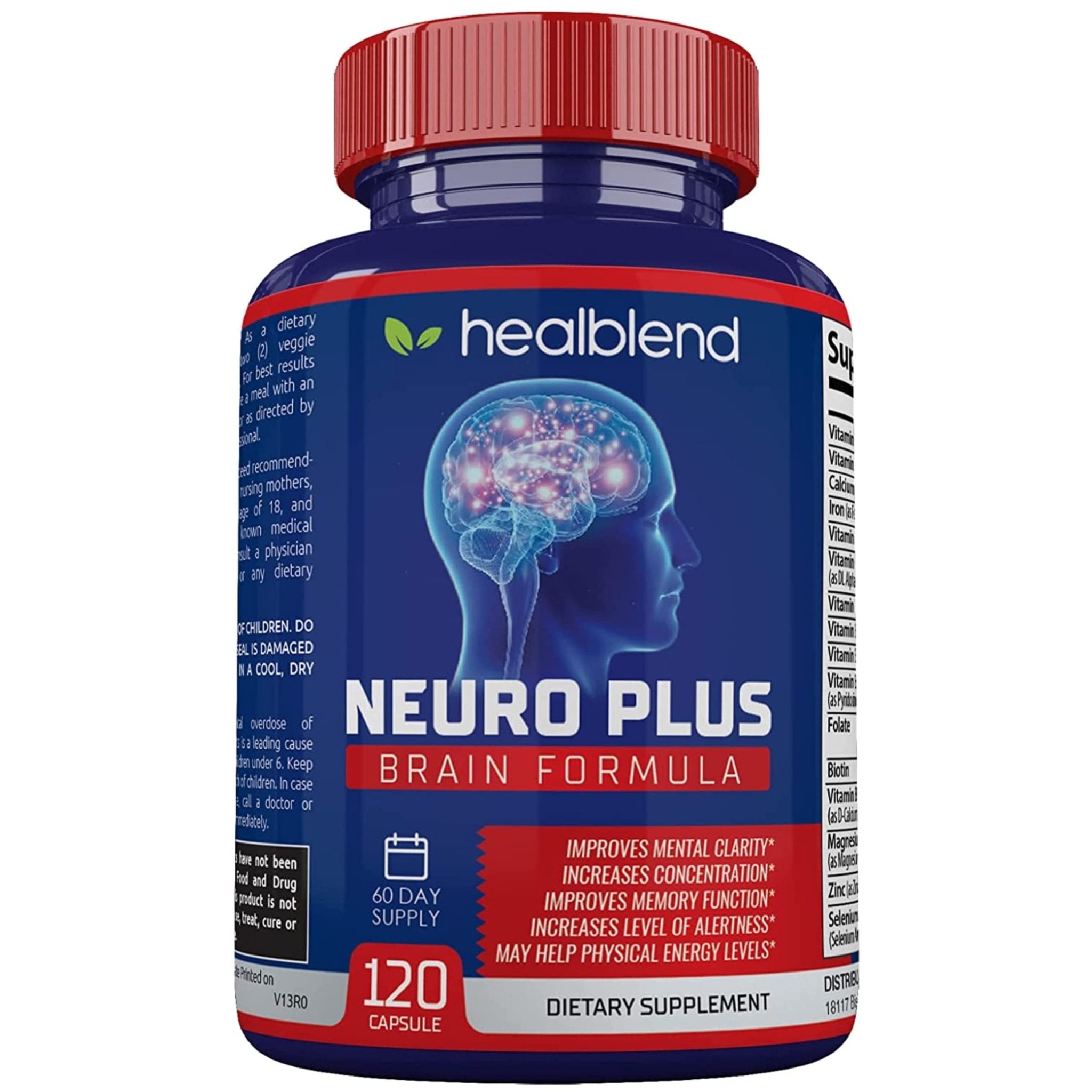 Neuro Plus Brain & Focus Formula - Nootropic Brain Booster Supplement, Supports Brain Health, Mental Clarity & Focus - Enhances Concentration & Mental Energy – 120 Capsules (1) - OzHealthStandard