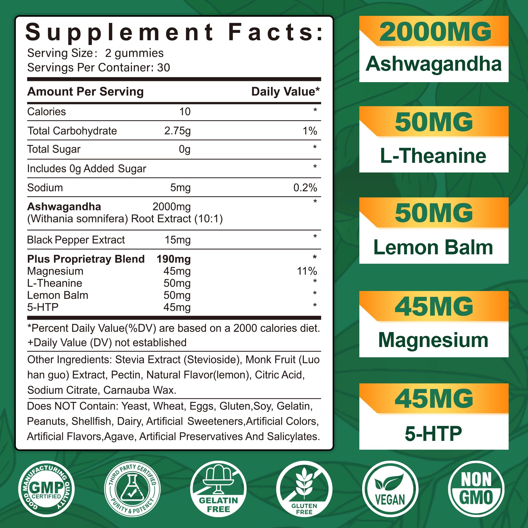 NEVISS Ashwagandha Gummies 2000mg, Feel Refreshed, Plus Proprietary Blend with L-Theanine, 5-HTP, Lemon Balm, Magnesium for Calm, Zzzs & Relaxation Support, 120 Count - OzHealthStandard