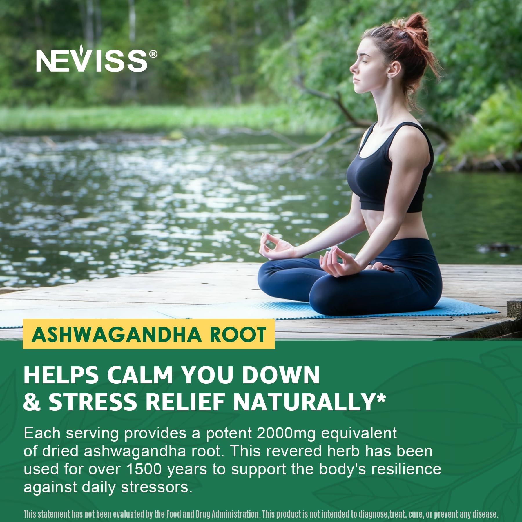 NEVISS Ashwagandha Gummies 2000mg, Feel Refreshed, Plus Proprietary Blend with L-Theanine, 5-HTP, Lemon Balm, Magnesium for Calm, Zzzs & Relaxation Support, 120 Count - OzHealthStandard