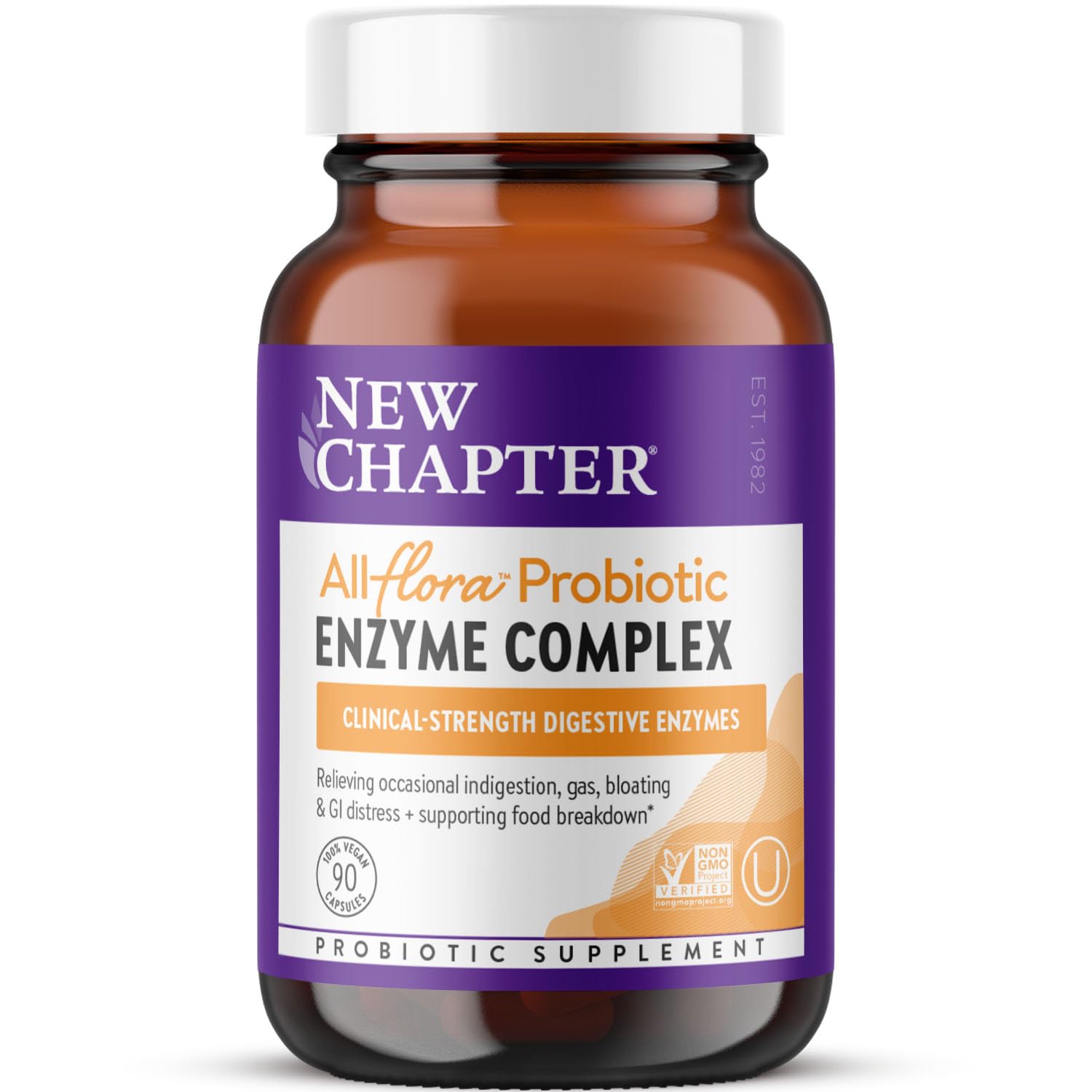 New Chapter All-Flora Enzyme Complex with Probiotics Relieves Bloating & Gas - Clinical-Strength Digestive Enzymes + Ultra-Concentrated Probiotics + Fermented Vitamin B12, 90 Vegan Capsules - OzHealthStandard