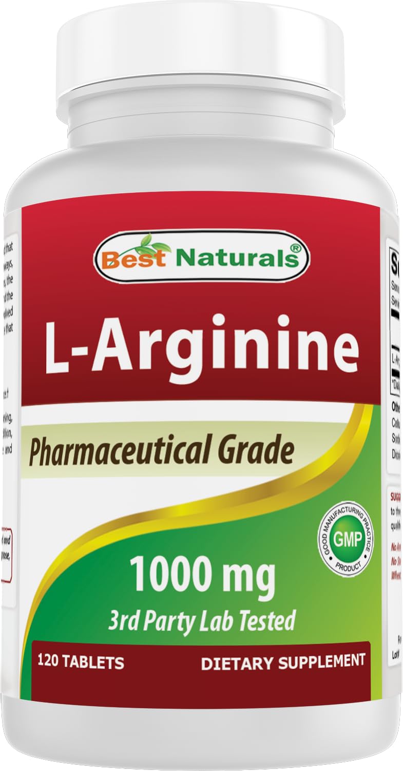 (New Improved Formula) Best Naturals L-Arginine 1000 mg 120 Tablets - Pharmaceutical Grade L Arginine Supplement - OzHealthStandard