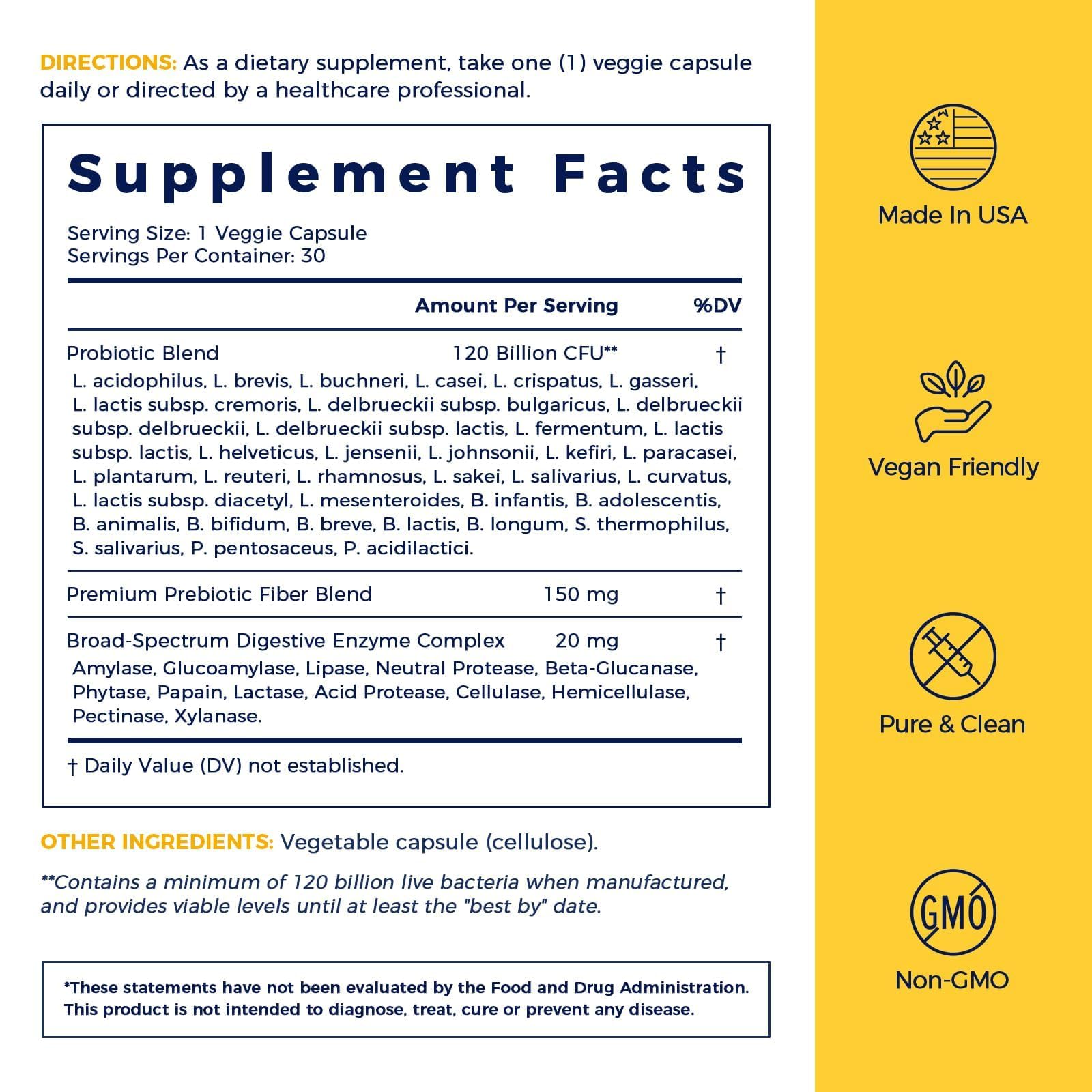 NewRhythm Probiotics 120 Billion CFU 36 Strains, 3-in-1 Probiotics with Prebiotics & Enzymes, Probioticos for Women & Men, - OzHealthStandard