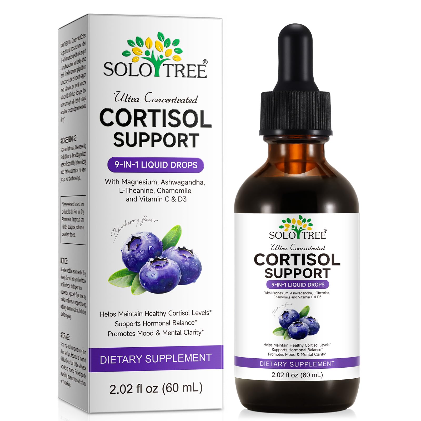 NIFEISHI Cortisol Reducer & Manager Liquid Drops for Women & Men | Cortisol Supplements with Ashwagandha & Magnesium | 9-in-1 Stress & Mood Support, Blueberry Flavor-2.02 floz - OzHealthStandard