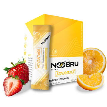 Noobru Аdvantage Nootropic - Delicious Nootropics Brain Supplement with 11 Active Ingredients - Natural Cognitive Enhancer - 20 Strawberry Lemonade Sachets - 1 Month Supply, 20 Count (Pack of 1) - OzHealthStandard
