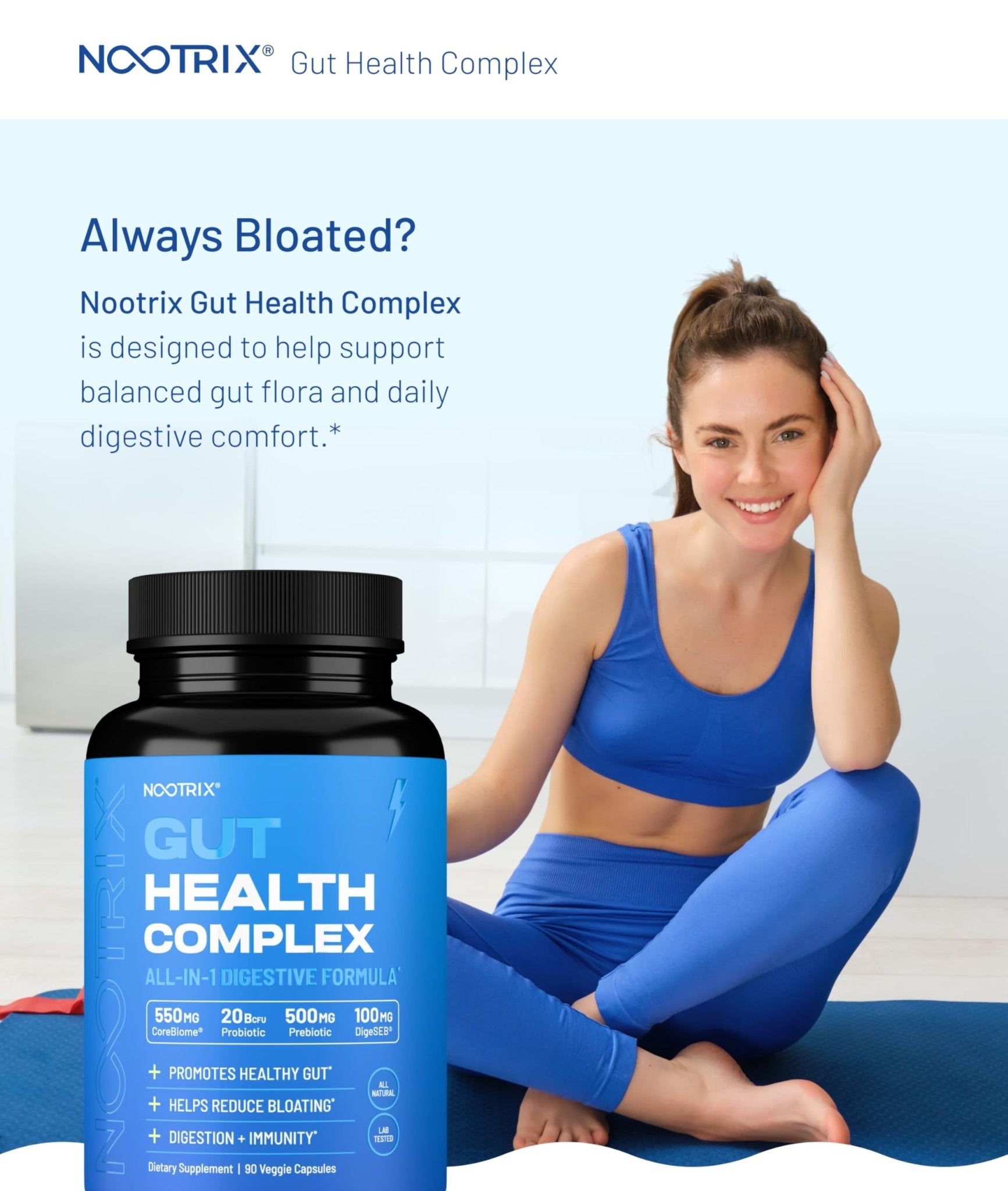 Nootrix Health Complex Supplement | Probiotics for Gut Health, Colon Cleanse & Bloating Relief | Promotes Healthy Digestion | Digestive Enzymes, Postbiotics & Prebiotics | 90 Capsules - OzHealthStandard