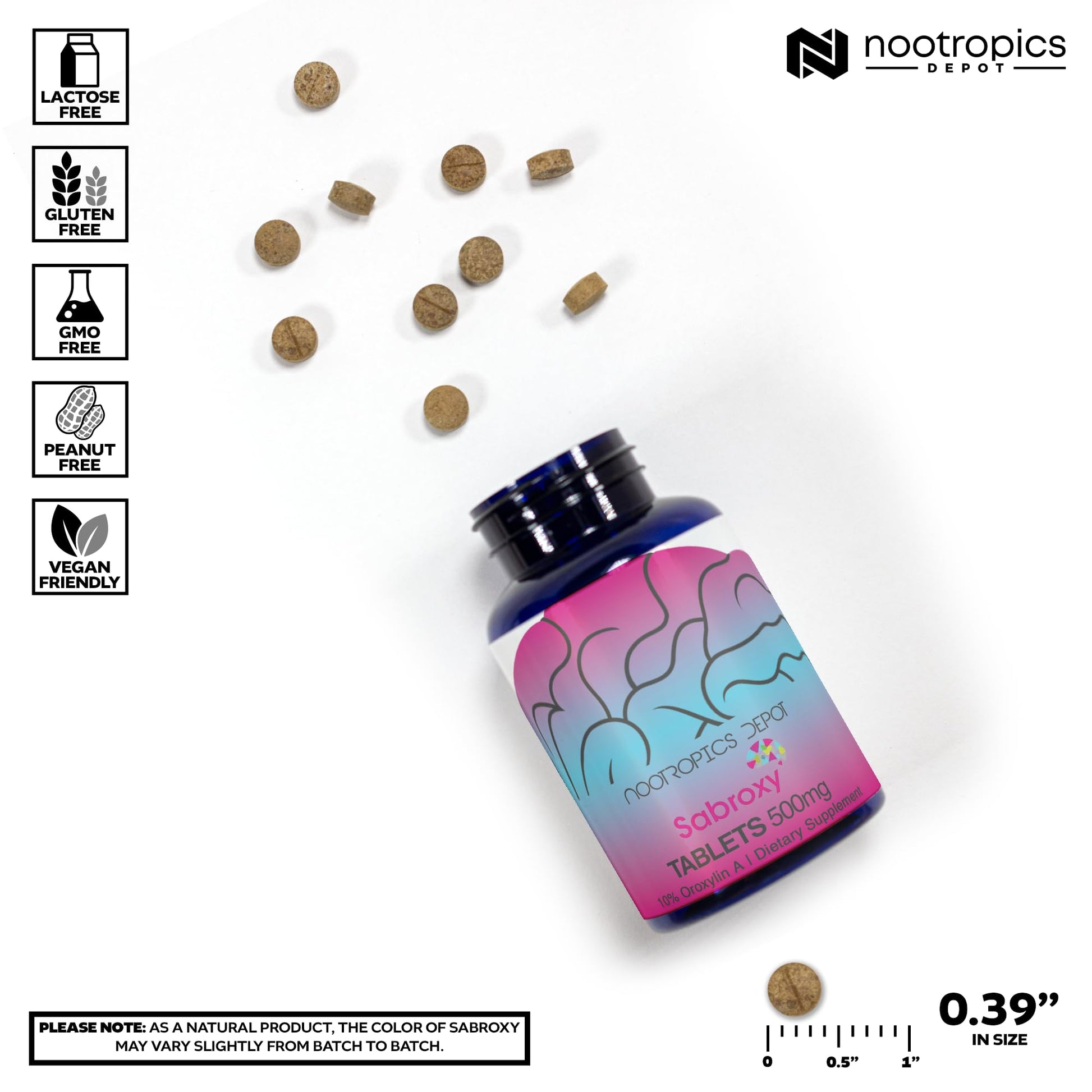 Nootropics Depot Sabroxy® Tablets | 500mg | 30 Count | Minimum 10% Oroxylin-A | Oroxylum indicum | May Help Promote Focus & Motivation | May Help Promote Cognitive Function - OzHealthStandard