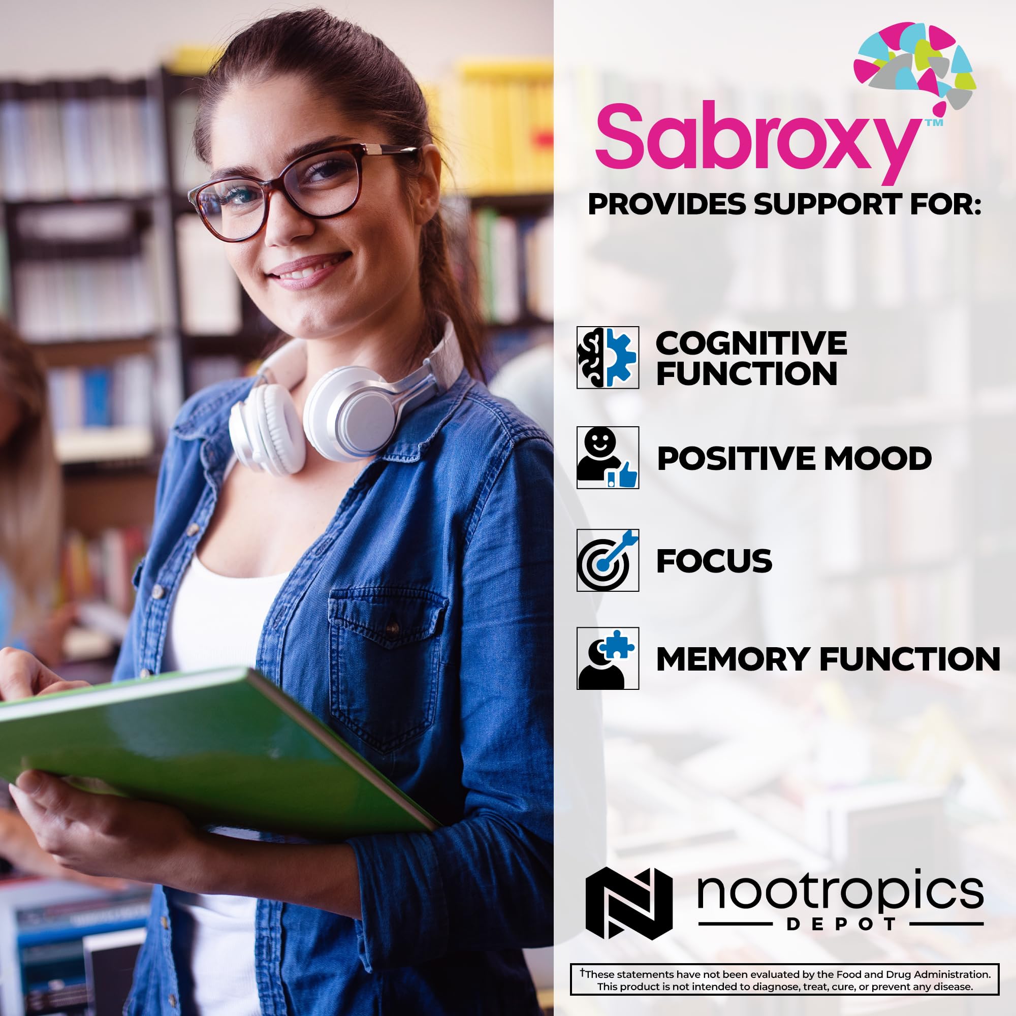 Nootropics Depot Sabroxy® Tablets | 500mg | 30 Count | Minimum 10% Oroxylin-A | Oroxylum indicum | May Help Promote Focus & Motivation | May Help Promote Cognitive Function - OzHealthStandard