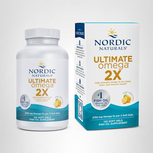 Nordic Naturals Ultimate Omega 2X, Lemon Flavor - 120 Soft Gels - 2150 mg Omega-3 - High-Potency Fish Oil with EPA & DHA - Promotes Brain & Heart Health - OzHealthStandard
