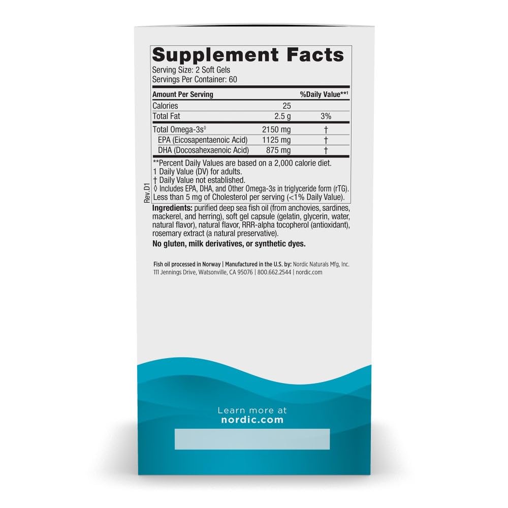 Nordic Naturals Ultimate Omega 2X, Lemon Flavor - 120 Soft Gels - 2150 mg Omega-3 - High-Potency Fish Oil with EPA & DHA - Promotes Brain & Heart Health - OzHealthStandard