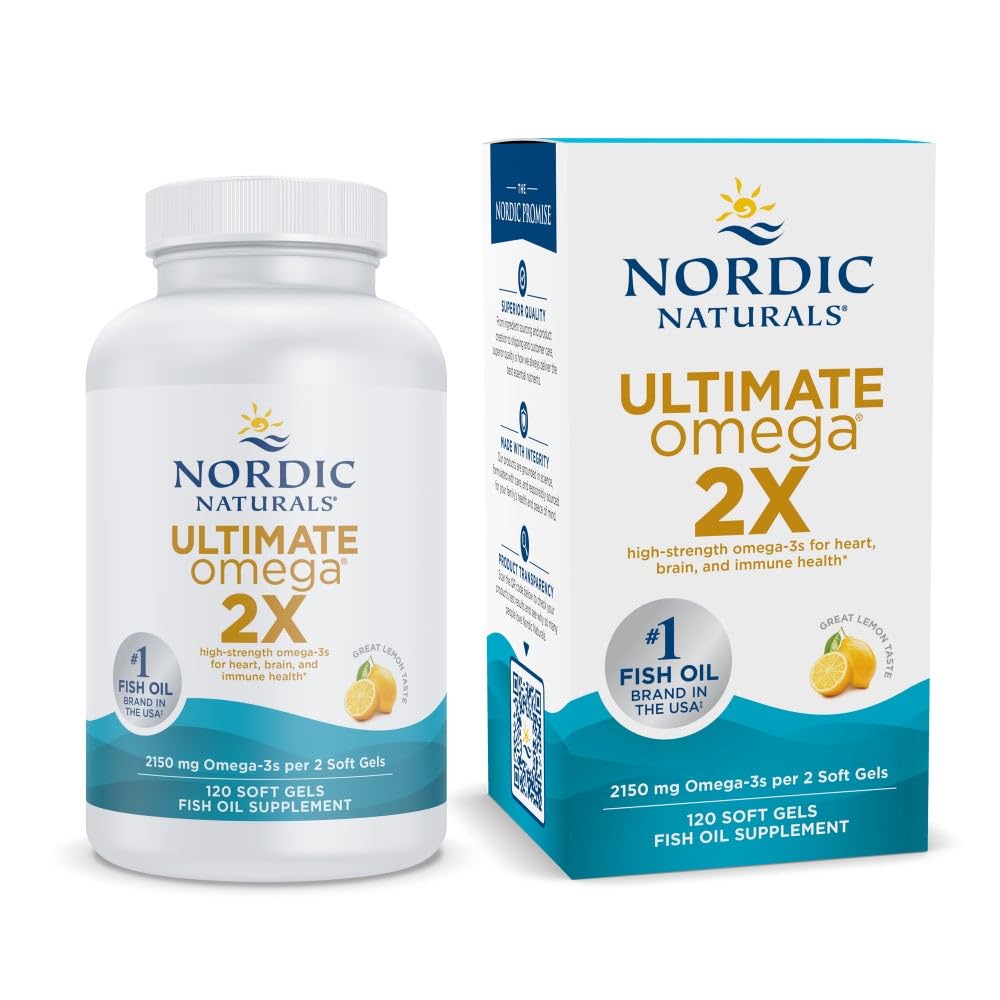 Nordic Naturals Ultimate Omega 2X, Lemon Flavor - 120 Soft Gels - 2150 mg Omega-3 - High-Potency Fish Oil with EPA & DHA - Promotes Brain & Heart Health - OzHealthStandard