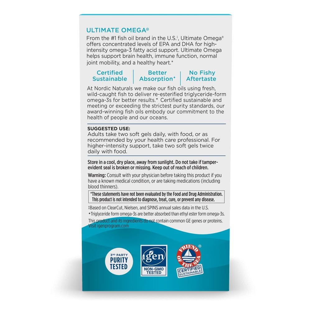 Nordic Naturals Ultimate Omega, Lemon Flavor - 210 Soft Gels - 1280 mg Omega-3 - High-Potency Fish Oil with EPA & DHA - Promotes Brain & Heart Health - Non-GMO - 105 Servings - OzHealthStandard
