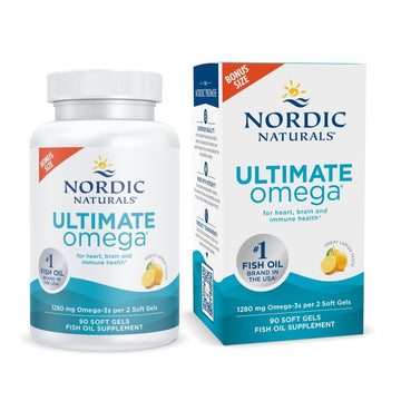 Nordic Naturals Ultimate Omega, Lemon Flavor - 90 Soft Gels - 1280 mg Omega-3 - High-Potency Omega-3 Fish Oil Supplement with EPA & DHA - Promotes Brain & Heart Health - Non-GMO - 45 Servings - OzHealthStandard