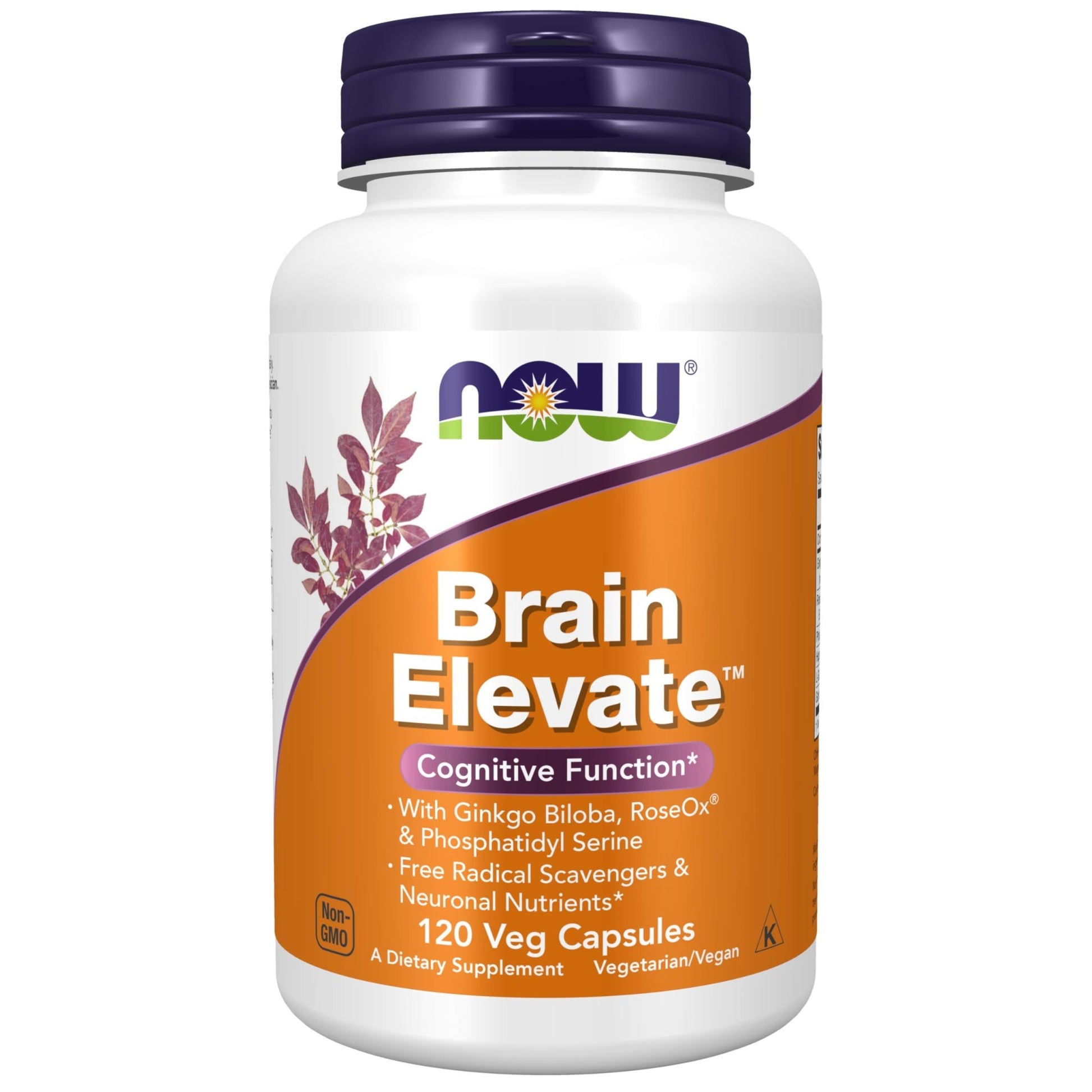NOW Foods Supplements, Brain Elevate™, Featuring Ginkgo Biloba, RoseOx® and Phosphatidyl Serine, 120 Veg Capsules - OzHealthStandard