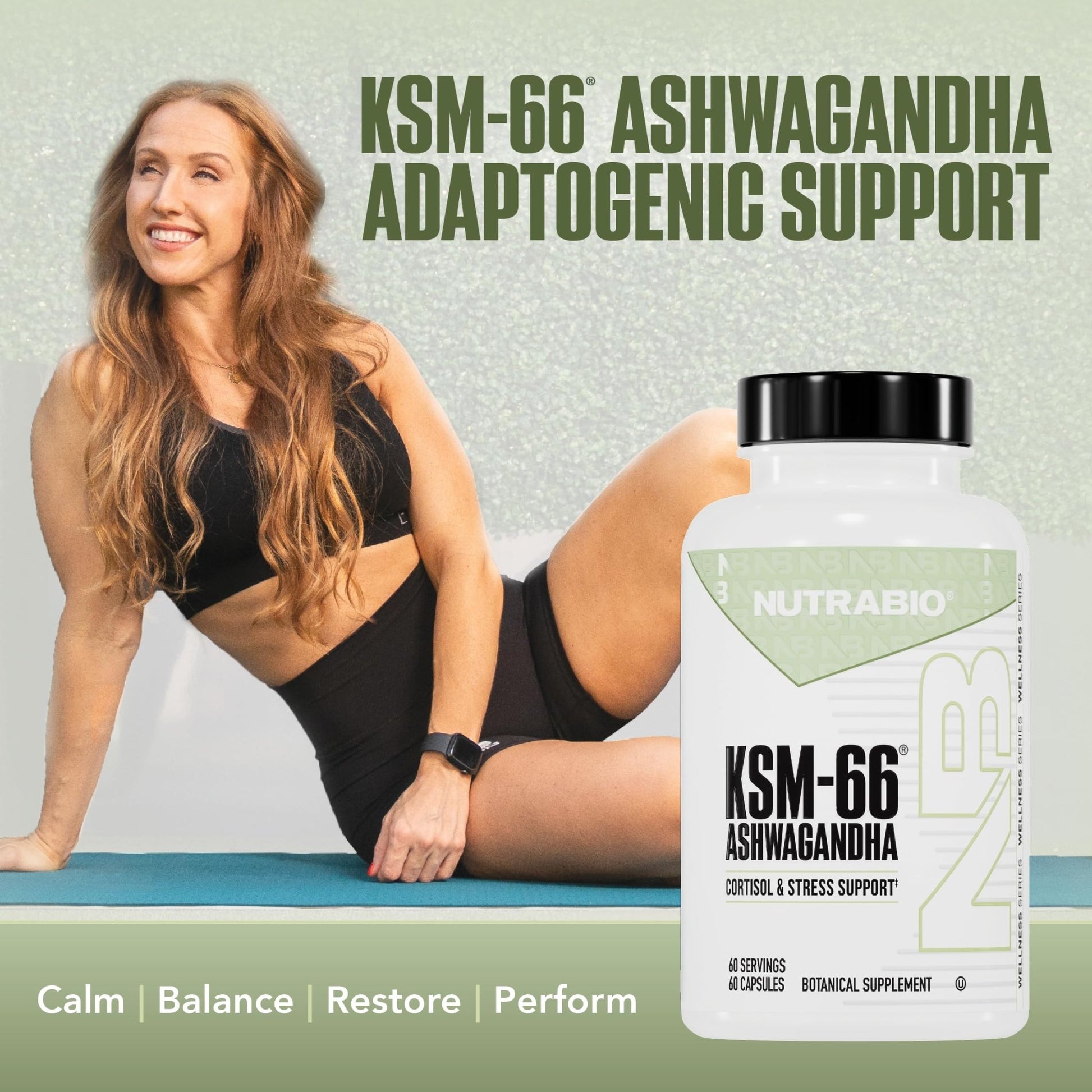 NutraBio Ashwagandha KSM-66 | Ashwagandha Herbal Supplement for Stress, Mood, & Performance | 600 MG of Clinically Studied KSM66 60 Capsules - OzHealthStandard