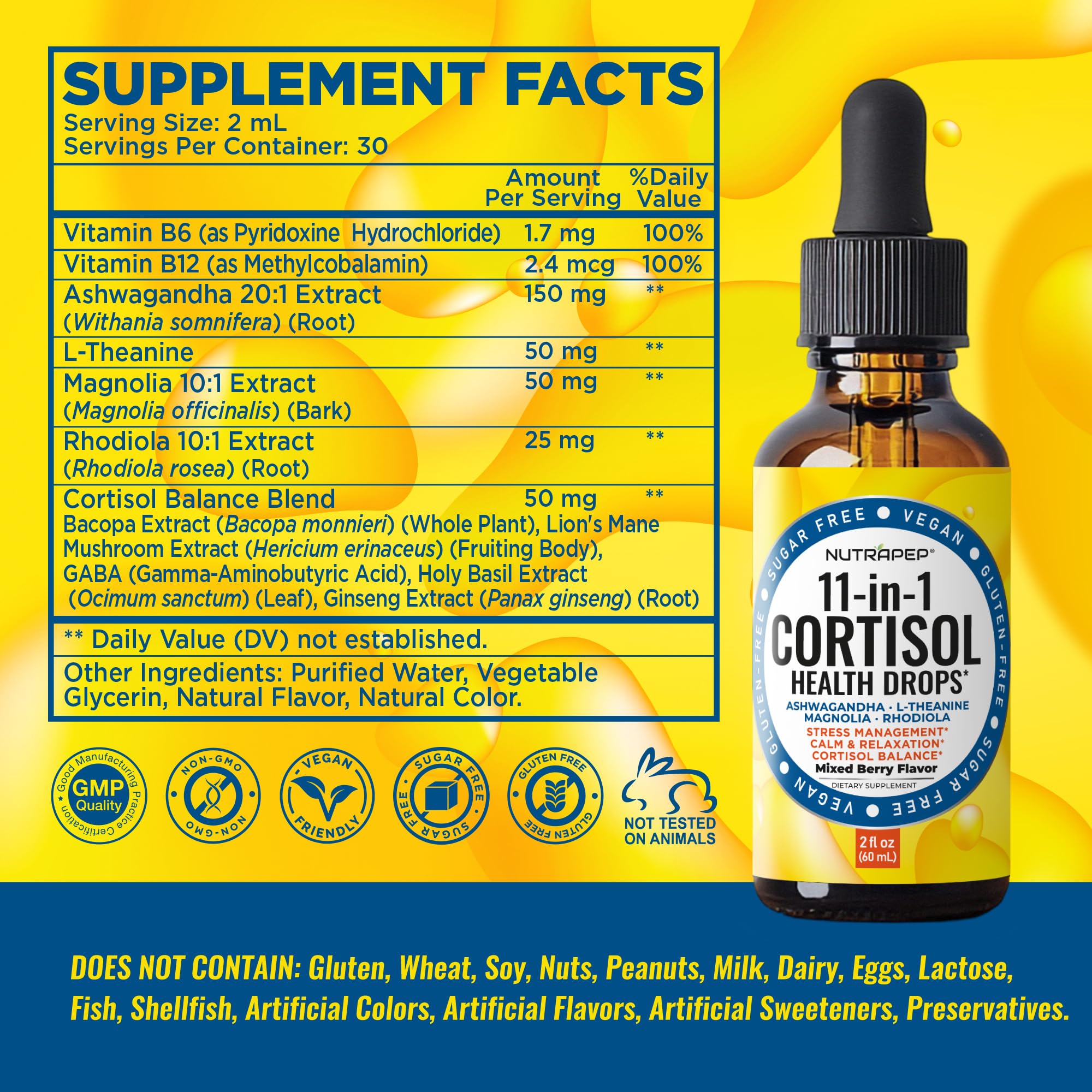 NutraPep Cortisol Detox Liquid Drops for Women Men - Cortisol Reducer Supplement Support Wellness Cleanse Balance Stress Mood Sleep Focus - Lower Cortisol Levels with Ashwagandha L-Theanine Magnolia - OzHealthStandard