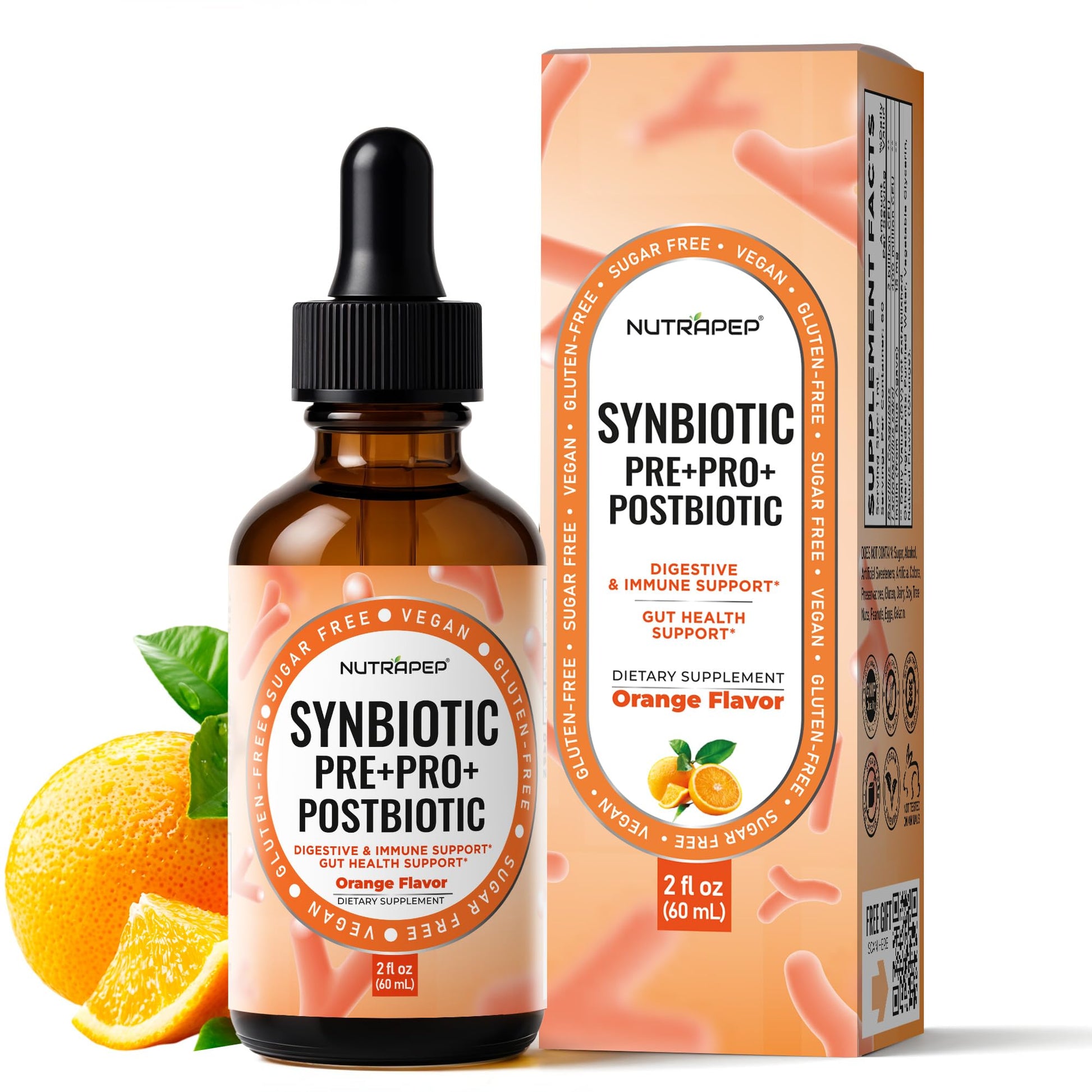 NutraPep Synbiotic Liquid Drops - Probiotic Prebiotic & Postbiotic Supplement for Adults Kids Ages 4+ - Daily Synbiotic for Gut Health Digestive & Immune Support - OzHealthStandard