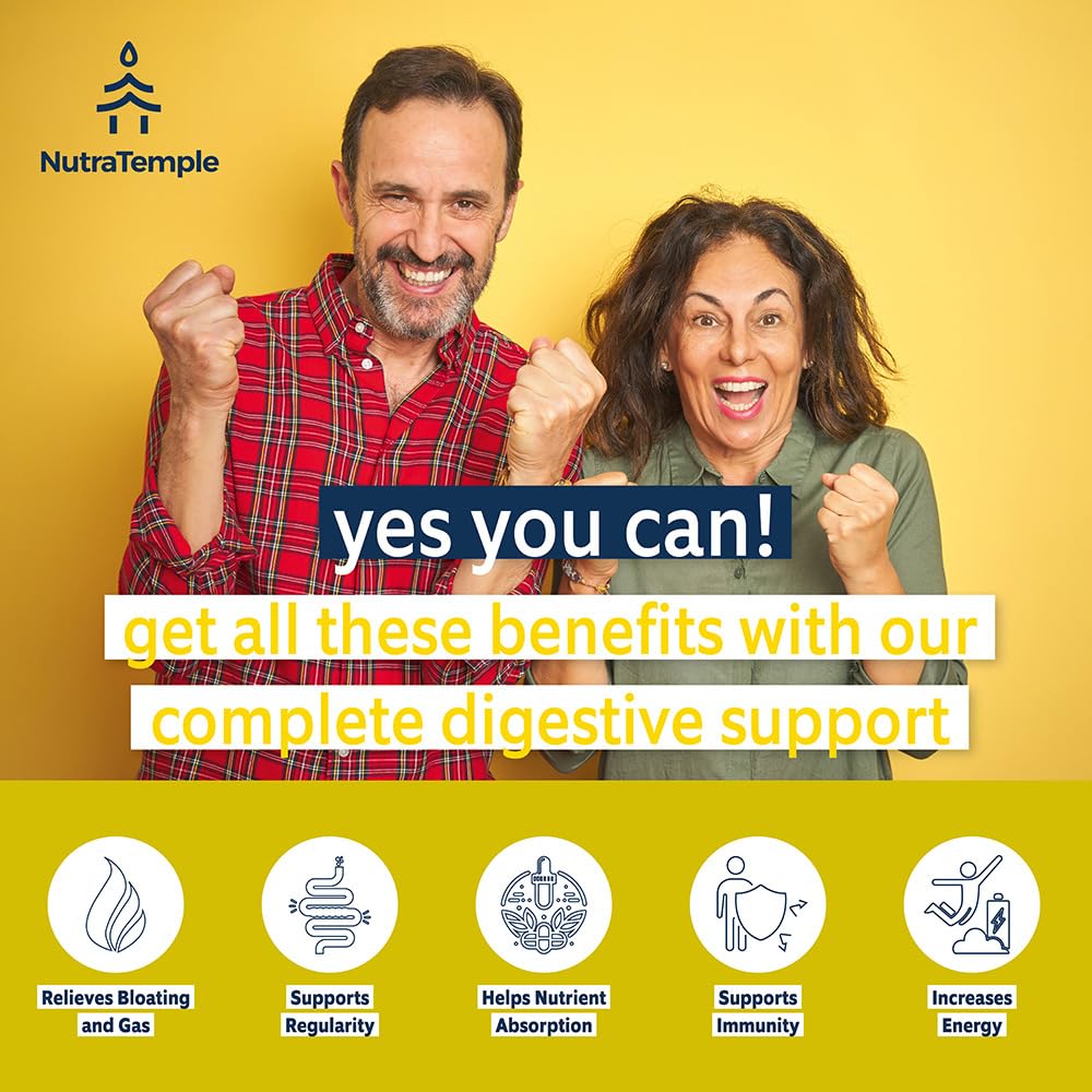 NUTRATEMPLE 4 in 1 Pre Post Probiotics & Digestive Enzymes for Women & Men - Digestive Health, Gut & Immune Support for Occasional Constipation, Diarrhea, Gas & Bloating – 60 Veggie Capsules - OzHealthStandard