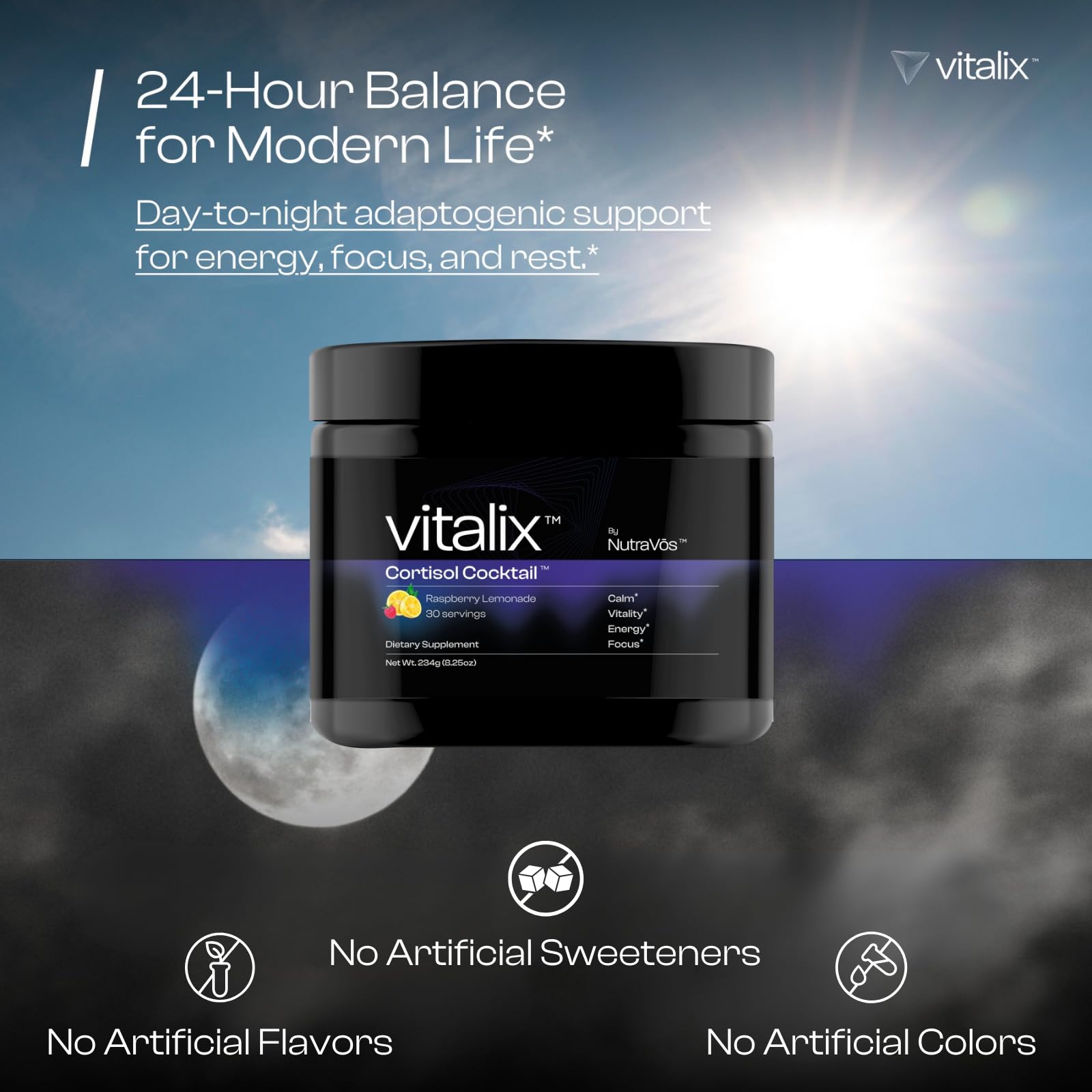 NutraVōs Vitalix – Cortisol Reducer & Adaptogen Drink Mix with Ashwagandha KSM 66, Magnesium Glycinate 200mg, L-Theanine 200mg, Vitamin C 500mg & Electrolytes – Raspberry Lemonade – 30 Servings - OzHealthStandard
