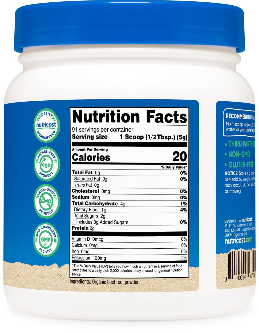 Nutricost Organic Beet Root Powder 1 LB - Vegan, Superfood, Certified USDA Organic - OzHealthStandard