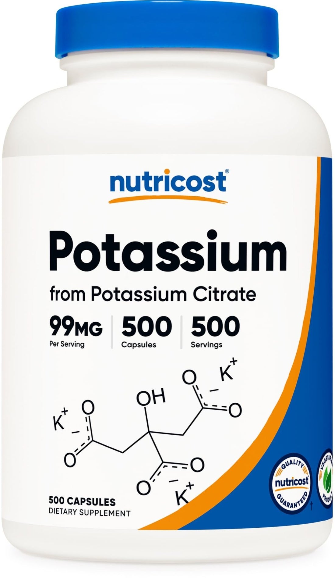 Nutricost Potassium Citrate 99mg, 500 Capsules - OzHealthStandard